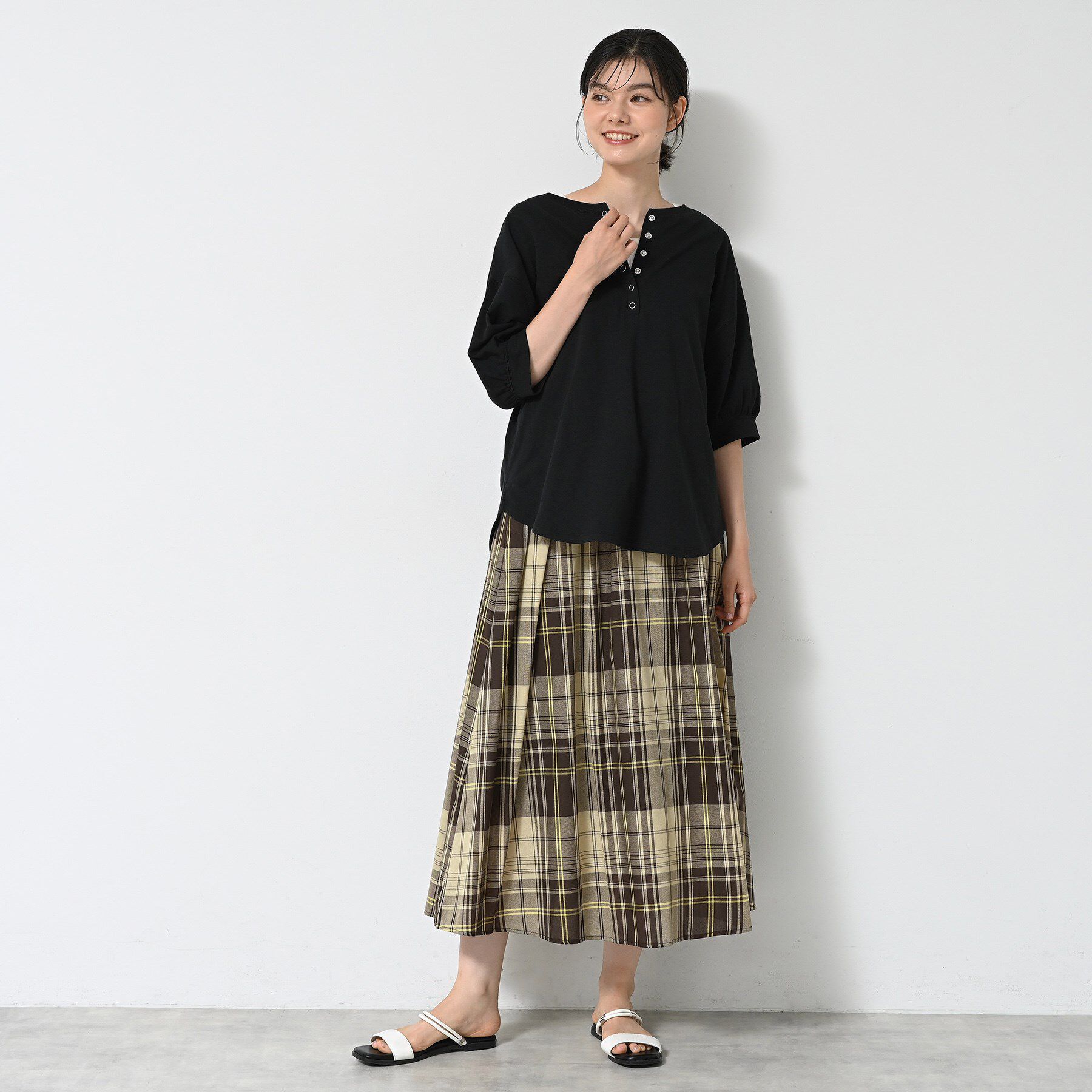 Dessin「【洗える】映えチェック柄ギャザースカート」|スカート|