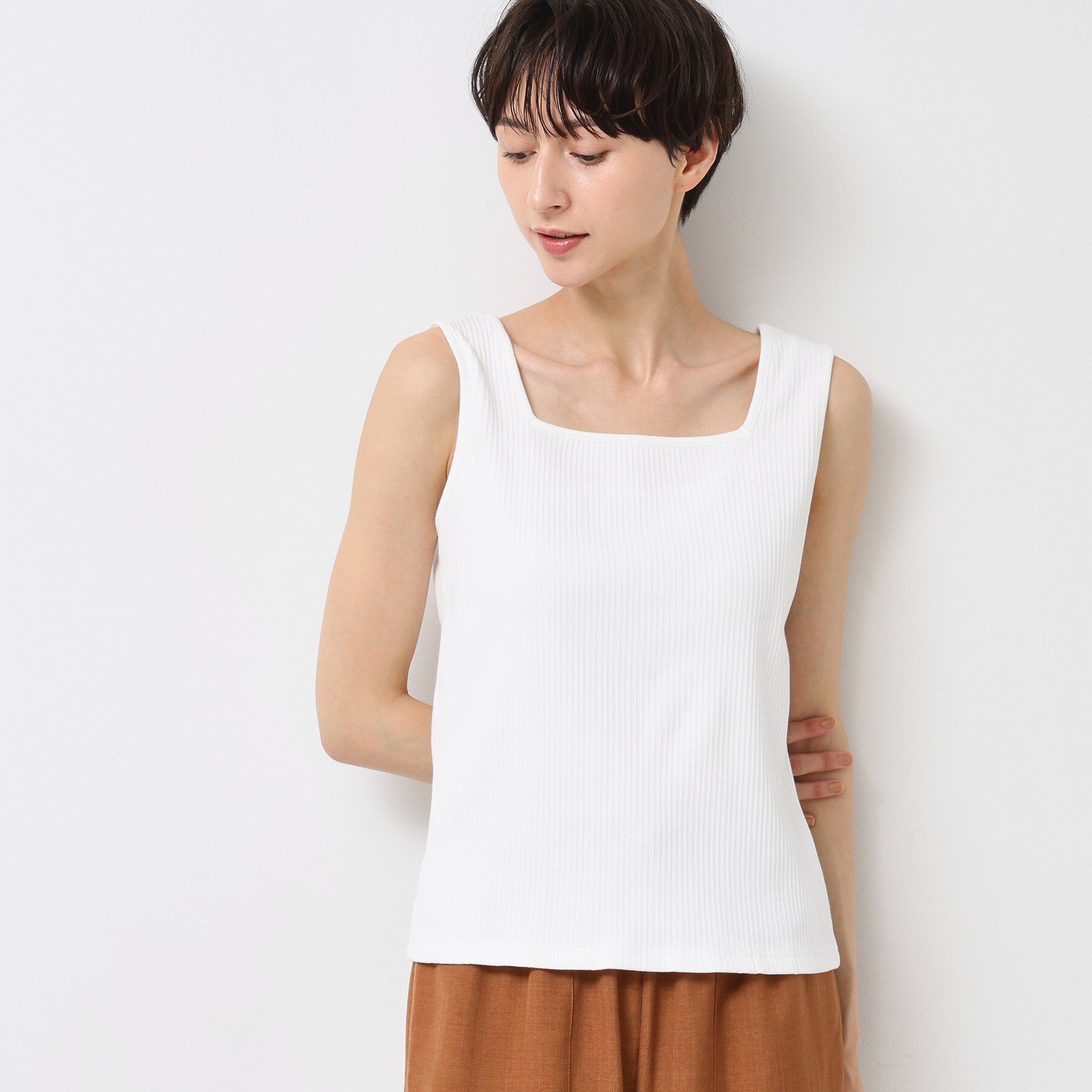 Dessin「【2WAY・洗える】リブタンクトップ」|キャミソール|