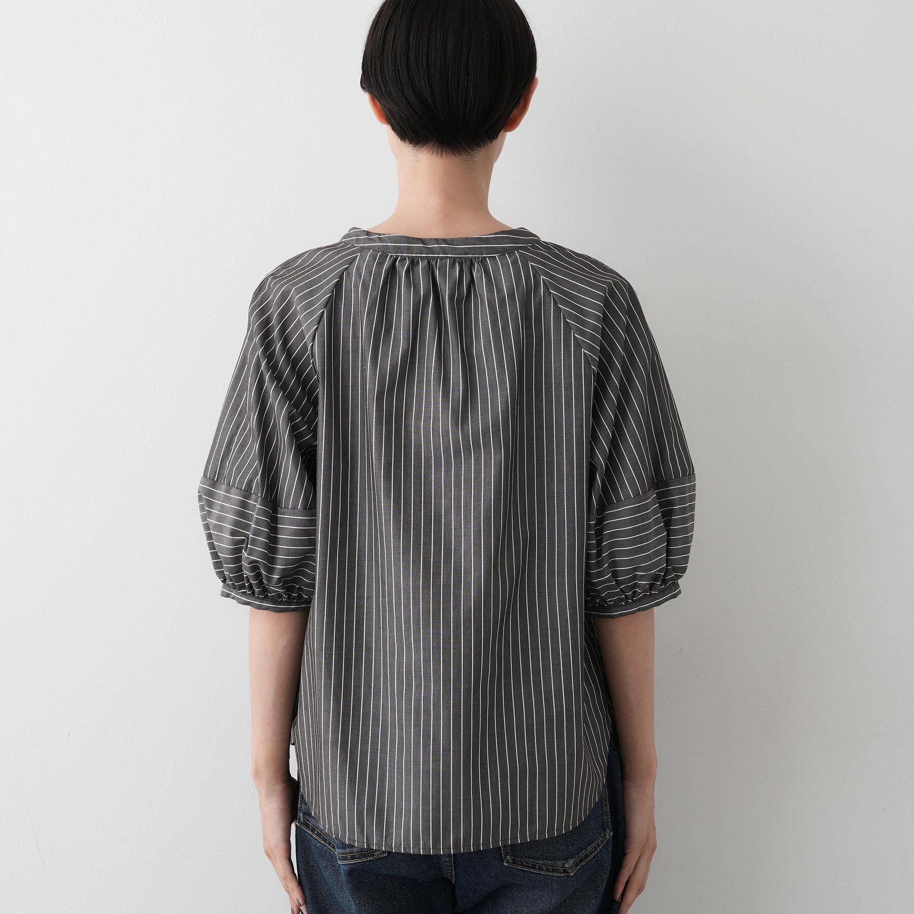 Dessin「【洗える/五分袖】ランタンスリーブスキッパーネックブラウス」|シャツ・ブラウス|