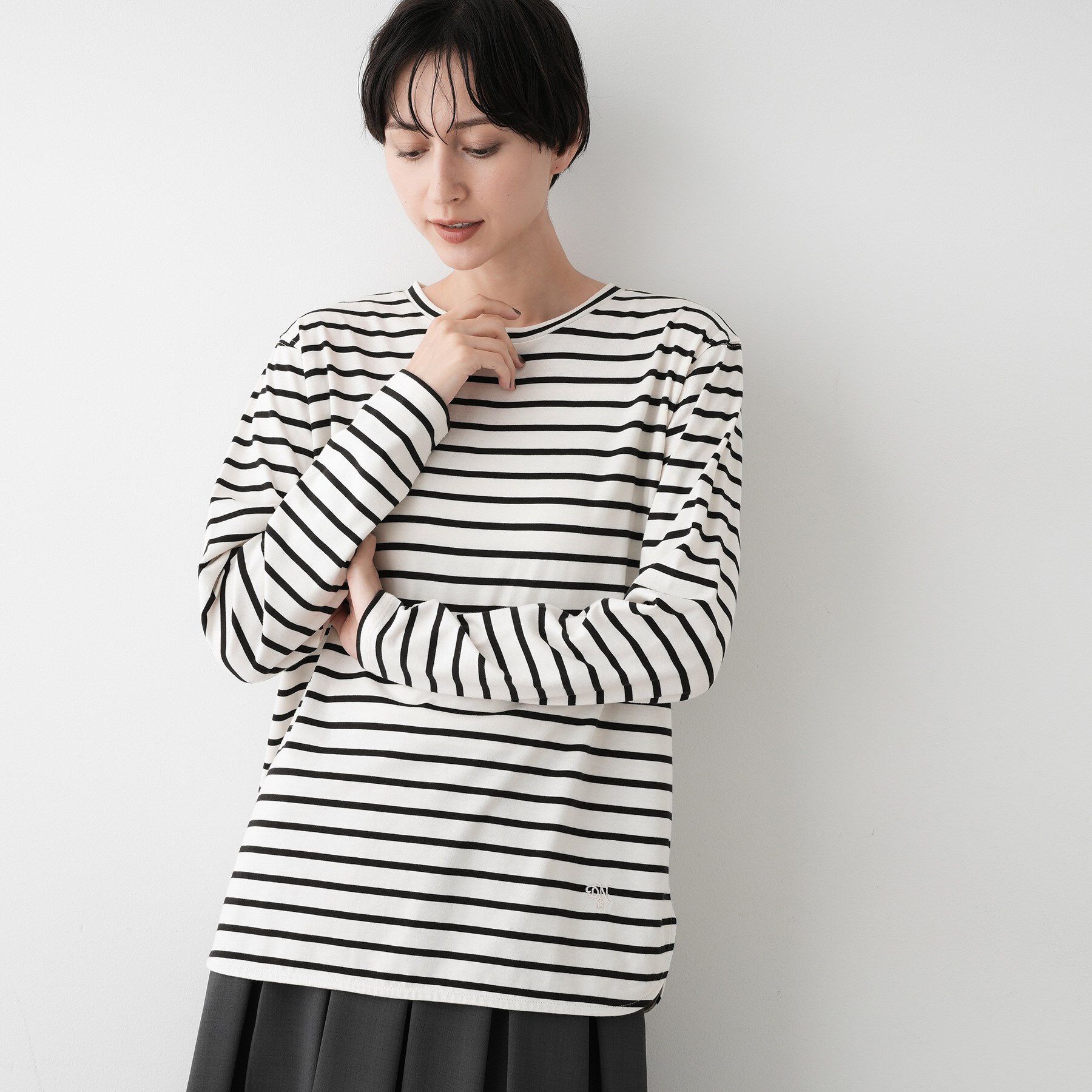 Dessin「【選べる首元デザイン/洗える】クルーネックロングTシャツ」|Tシャツ・カットソー|