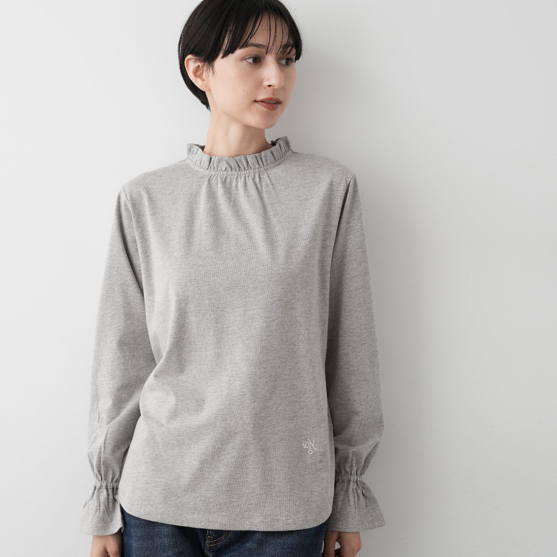 Dessin「【選べる首元デザイン/洗える】ネックフリルロングカットソー」|Tシャツ・カットソー|