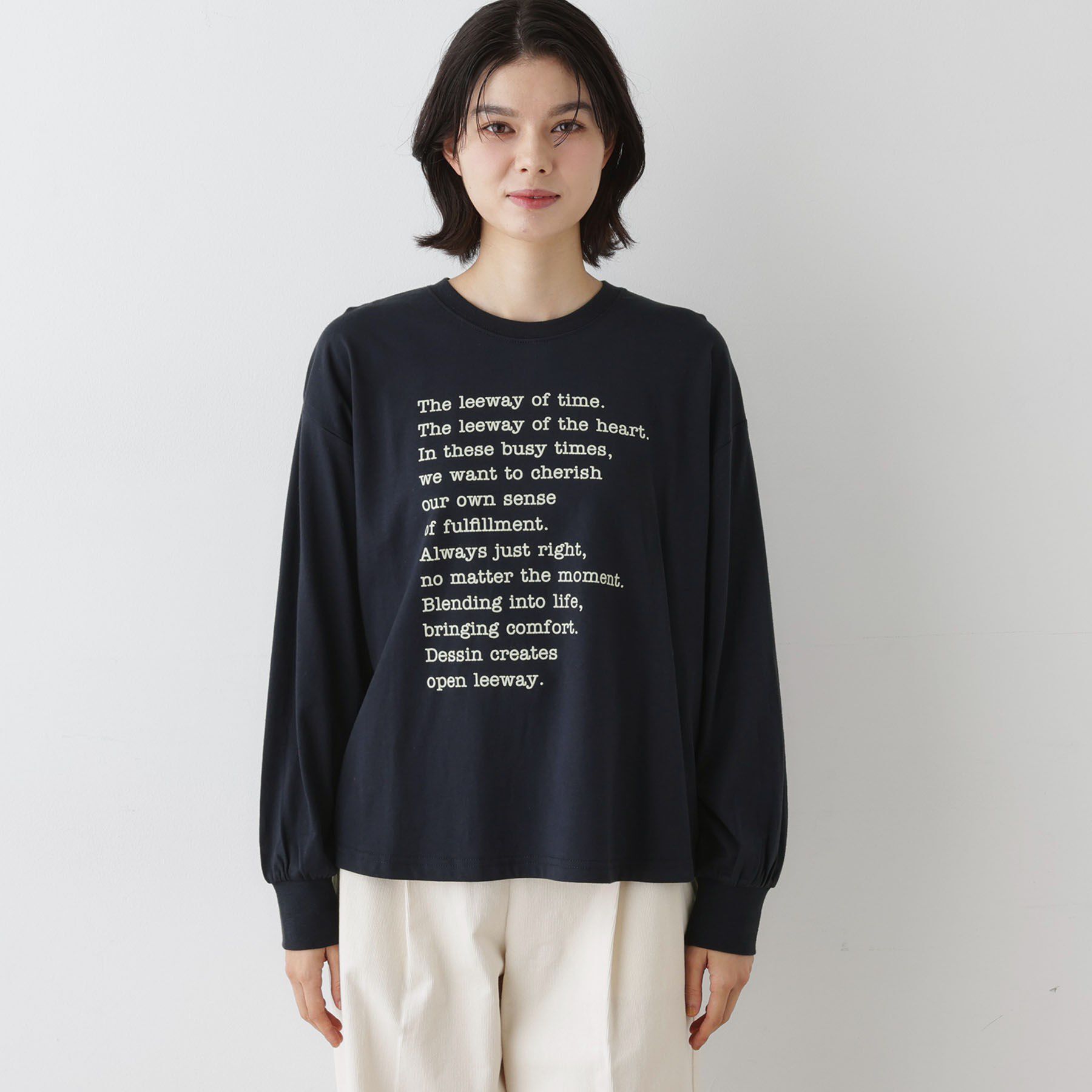 Dessin「【洗える】メッセージロゴロングスリーブTシャツ」|Tシャツ・カットソー|