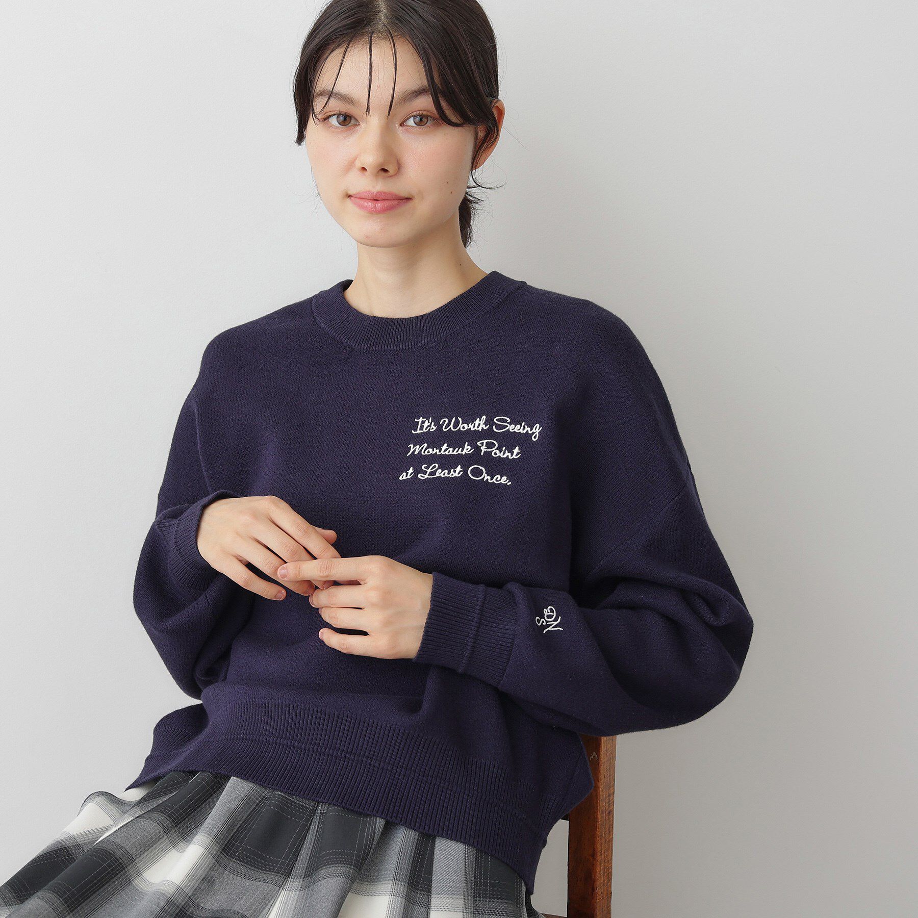 Dessin「【洗える】メッセージ刺繍入りジャカードニット」|ニット・セーター|