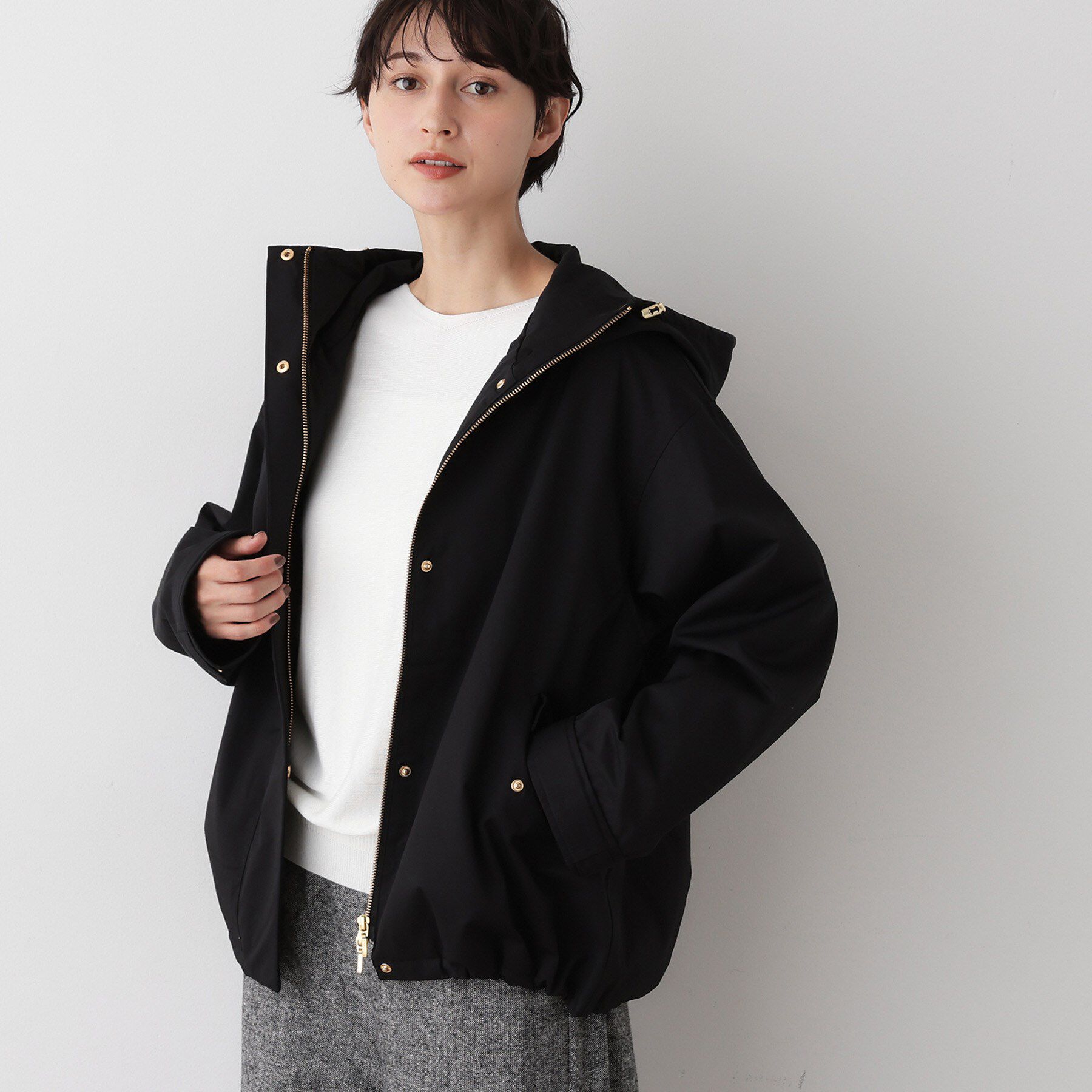 Dessin「【洗える】裾ドローコード付きマウンテンパーカ」|その他|ブラック(019)