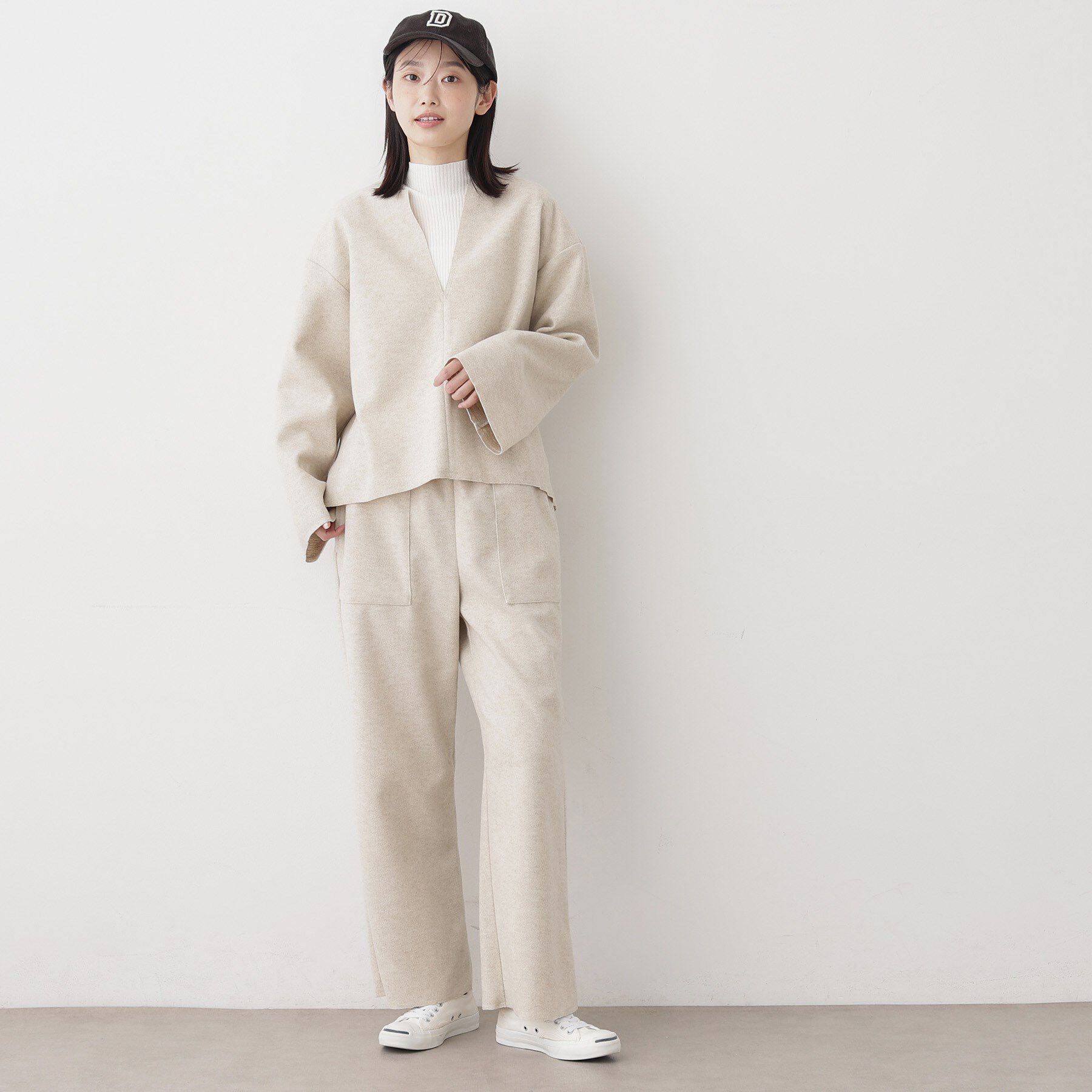 Dessin「【セットアップ可/洗える】Vネックメルトンジャージ」|シャツ・ブラウス|