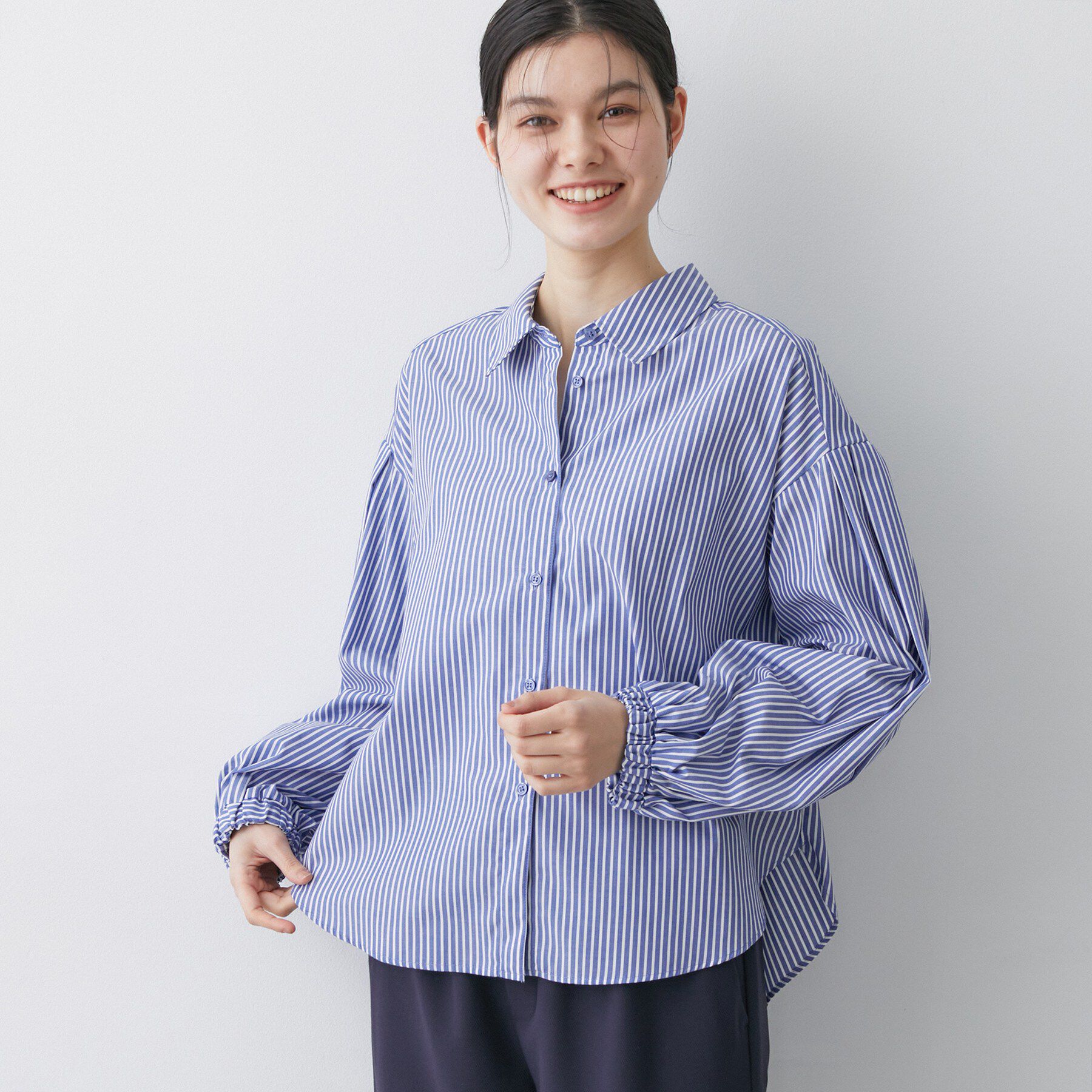 Dessin「【洗える】バルーンスリーブバンドカラーシャツ」|シャツ・ブラウス|