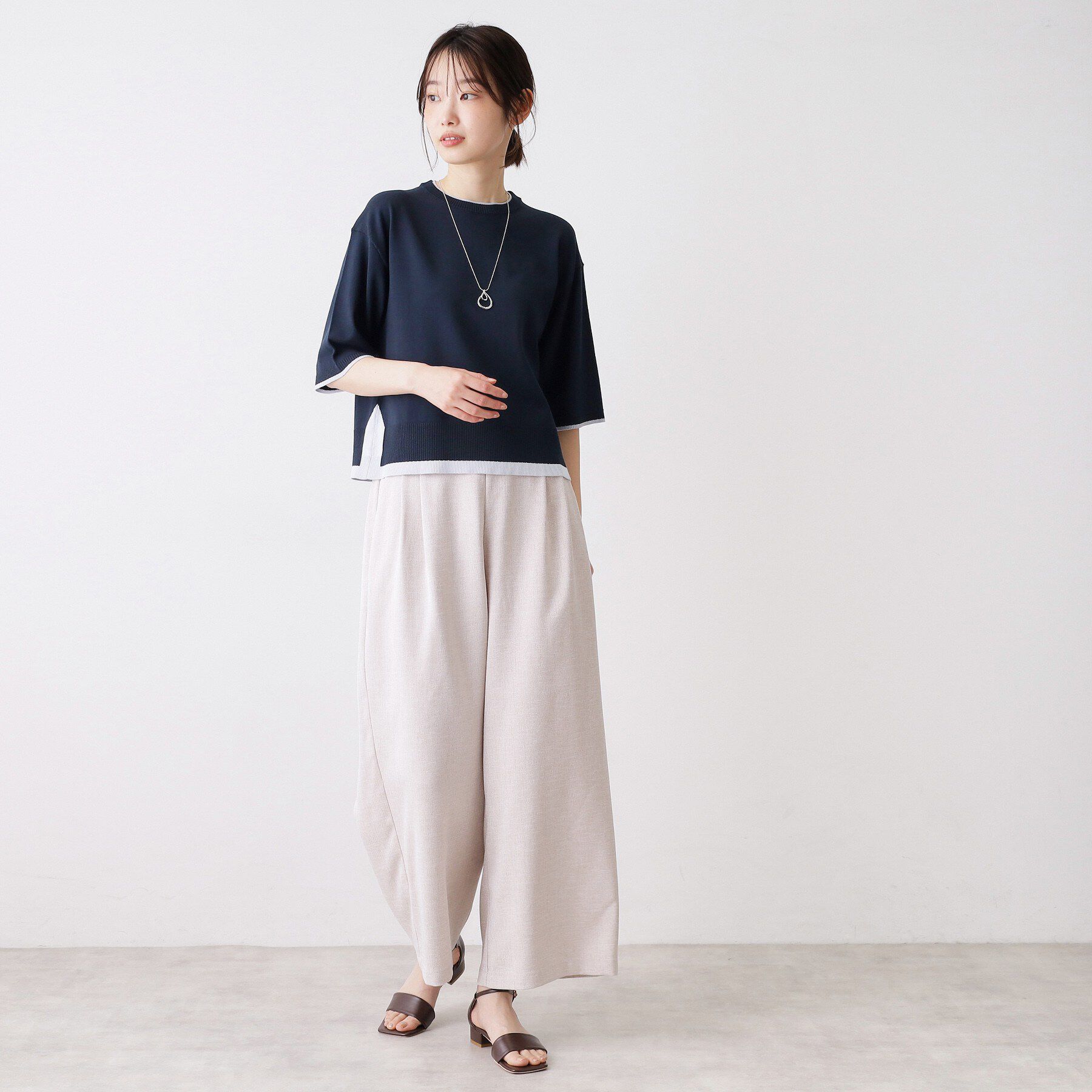 Dessin「【洗える】バイカラーボクシーシルエットニット」|ニット・セーター|