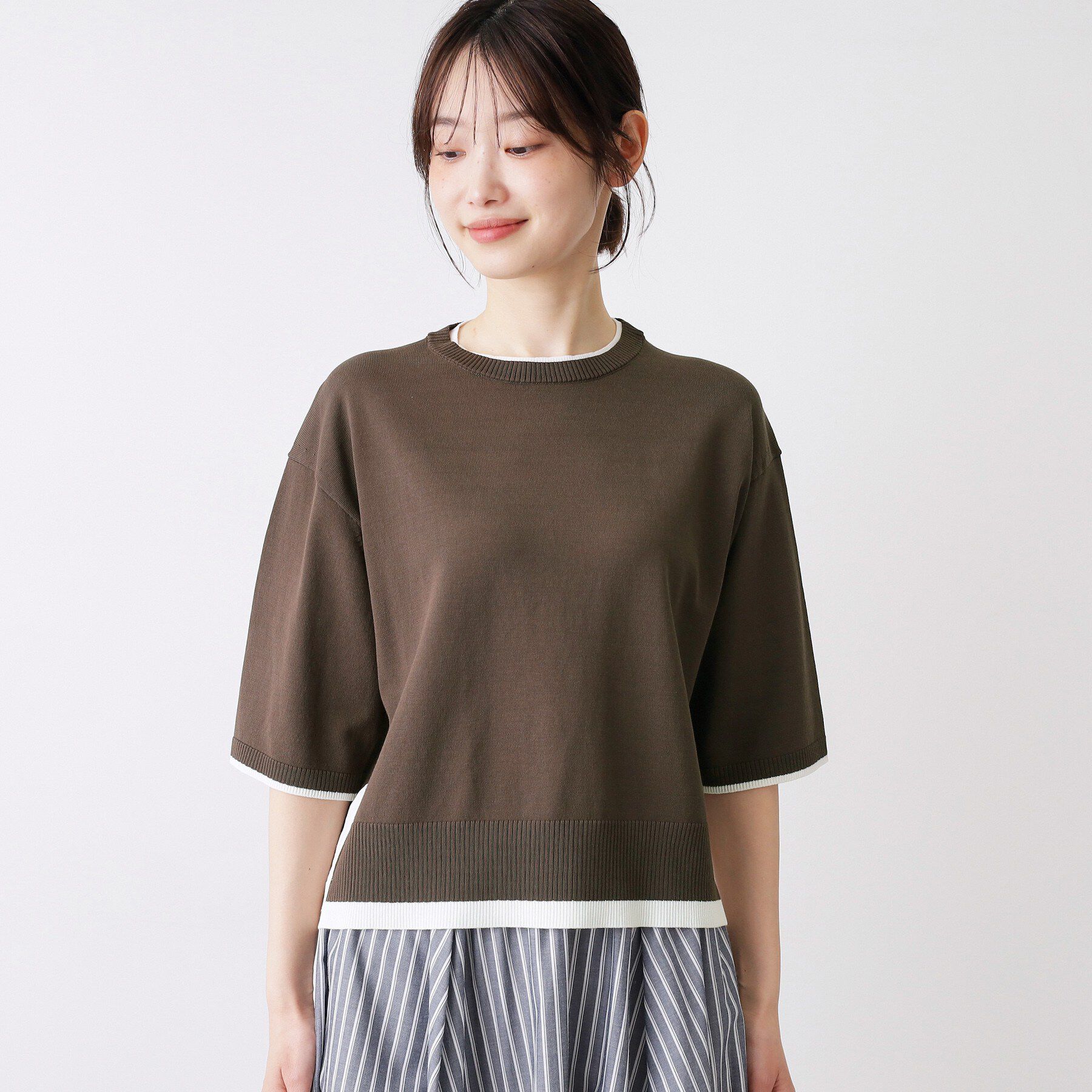 Dessin「【洗える】バイカラーボクシーシルエットニット」|ニット・セーター|