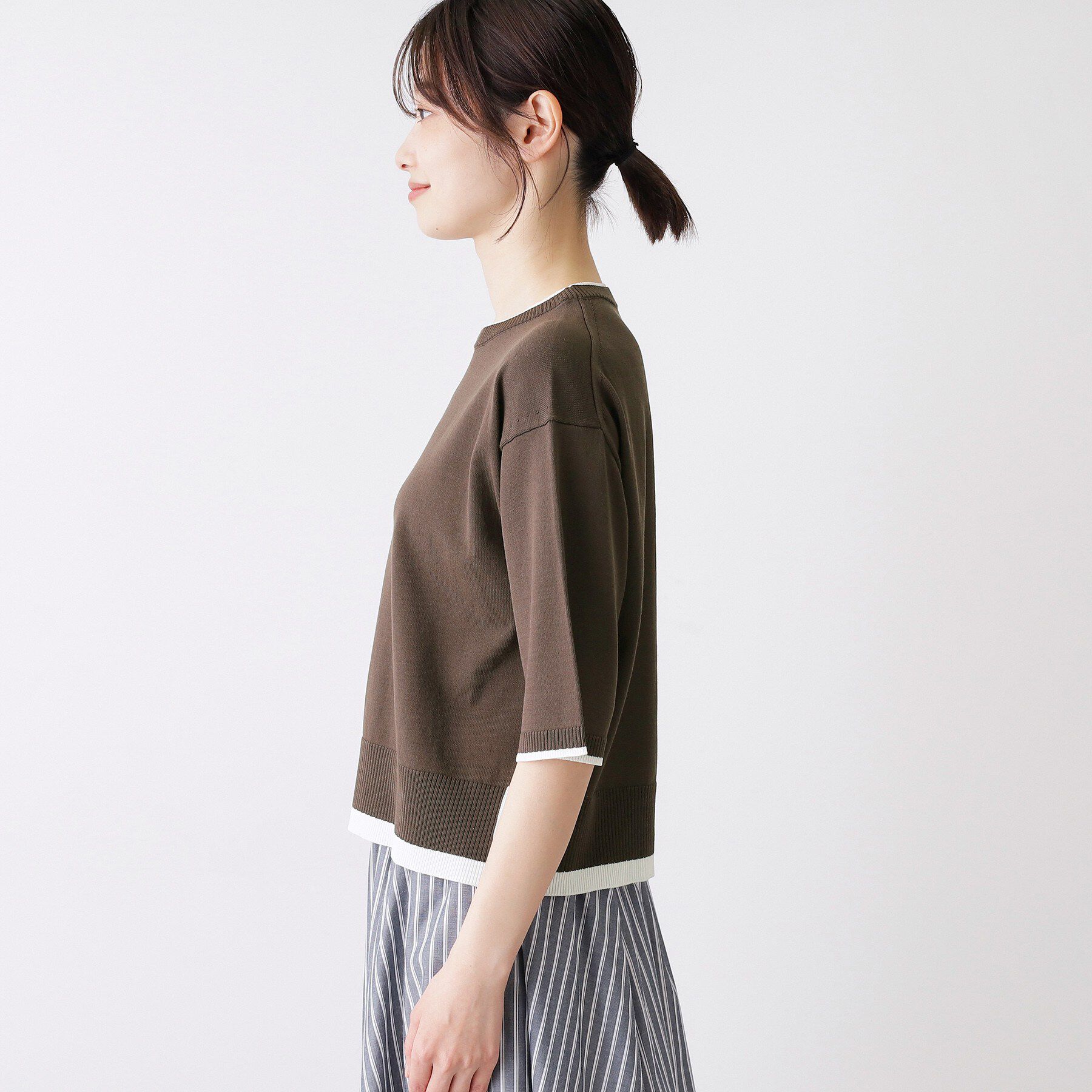 Dessin「【洗える】バイカラーボクシーシルエットニット」|ニット・セーター|