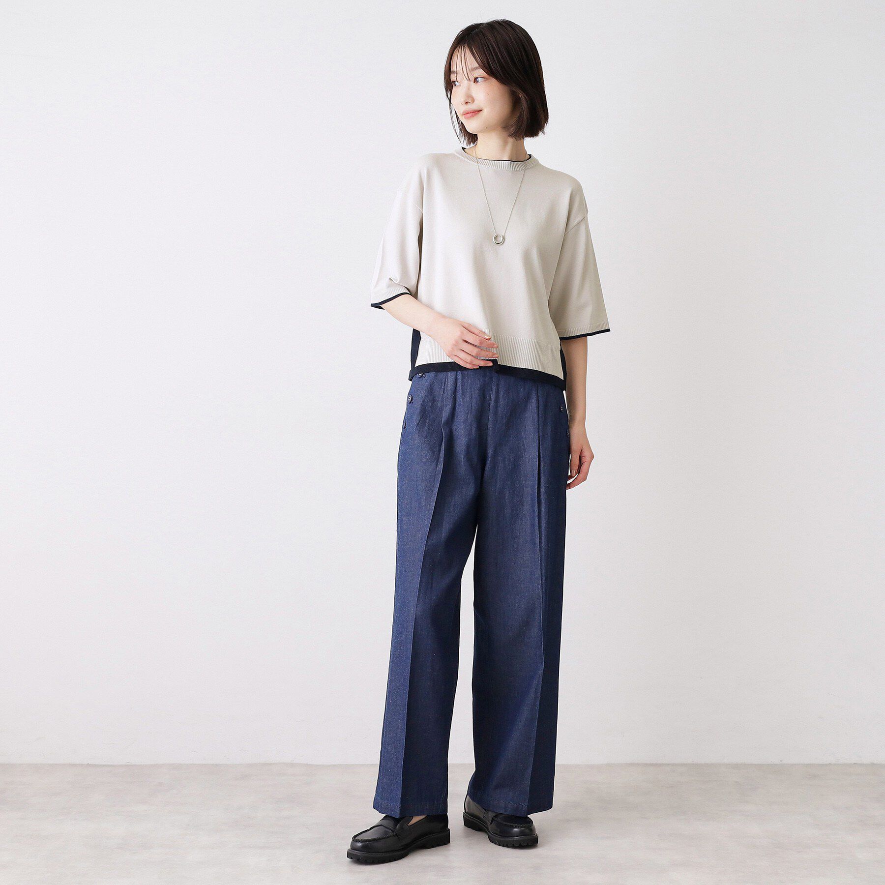 Dessin「【洗える】バイカラーボクシーシルエットニット」|ニット・セーター|