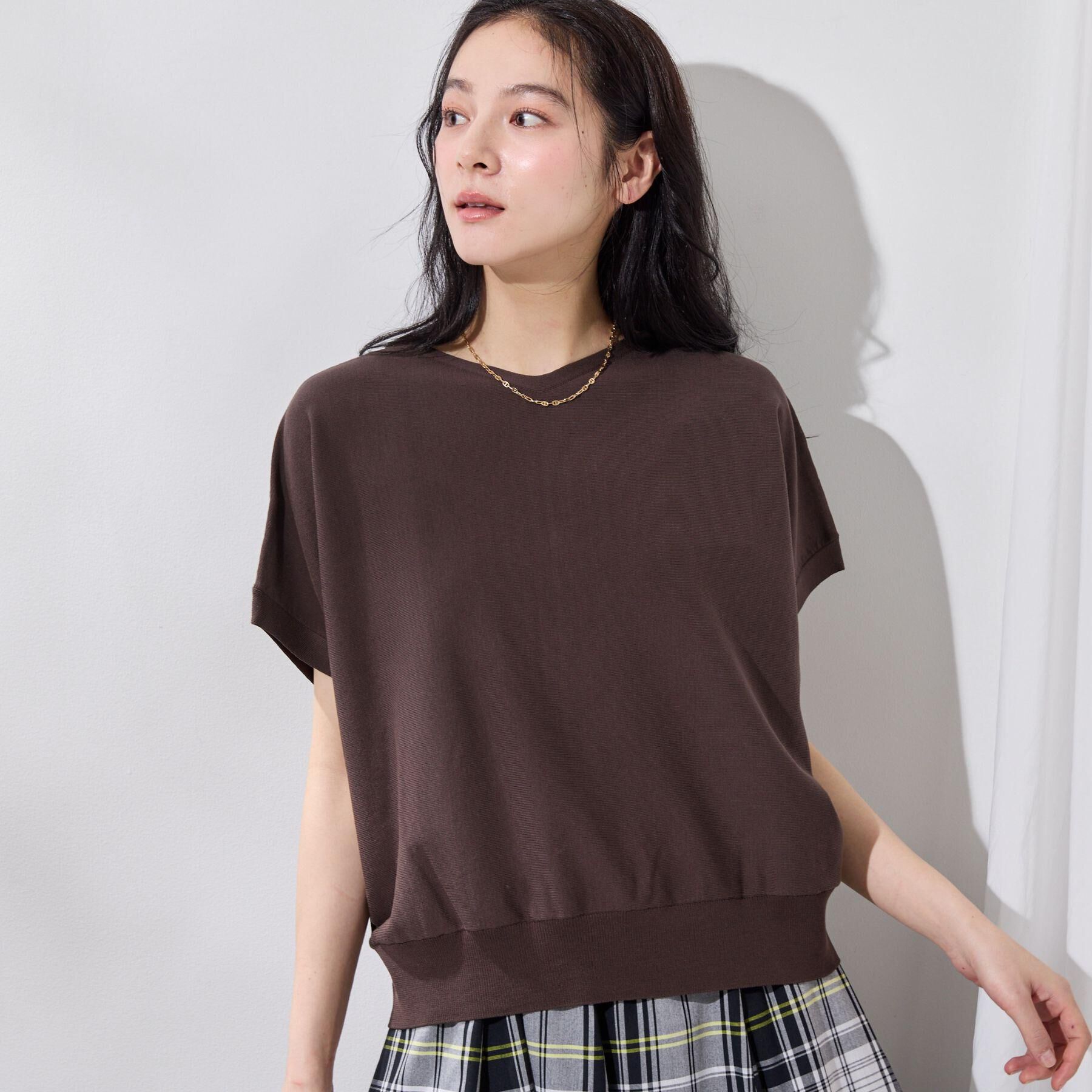 Dessin「【洗える】後ろボタンフレンチスリーブニット」|ニット・セーター|