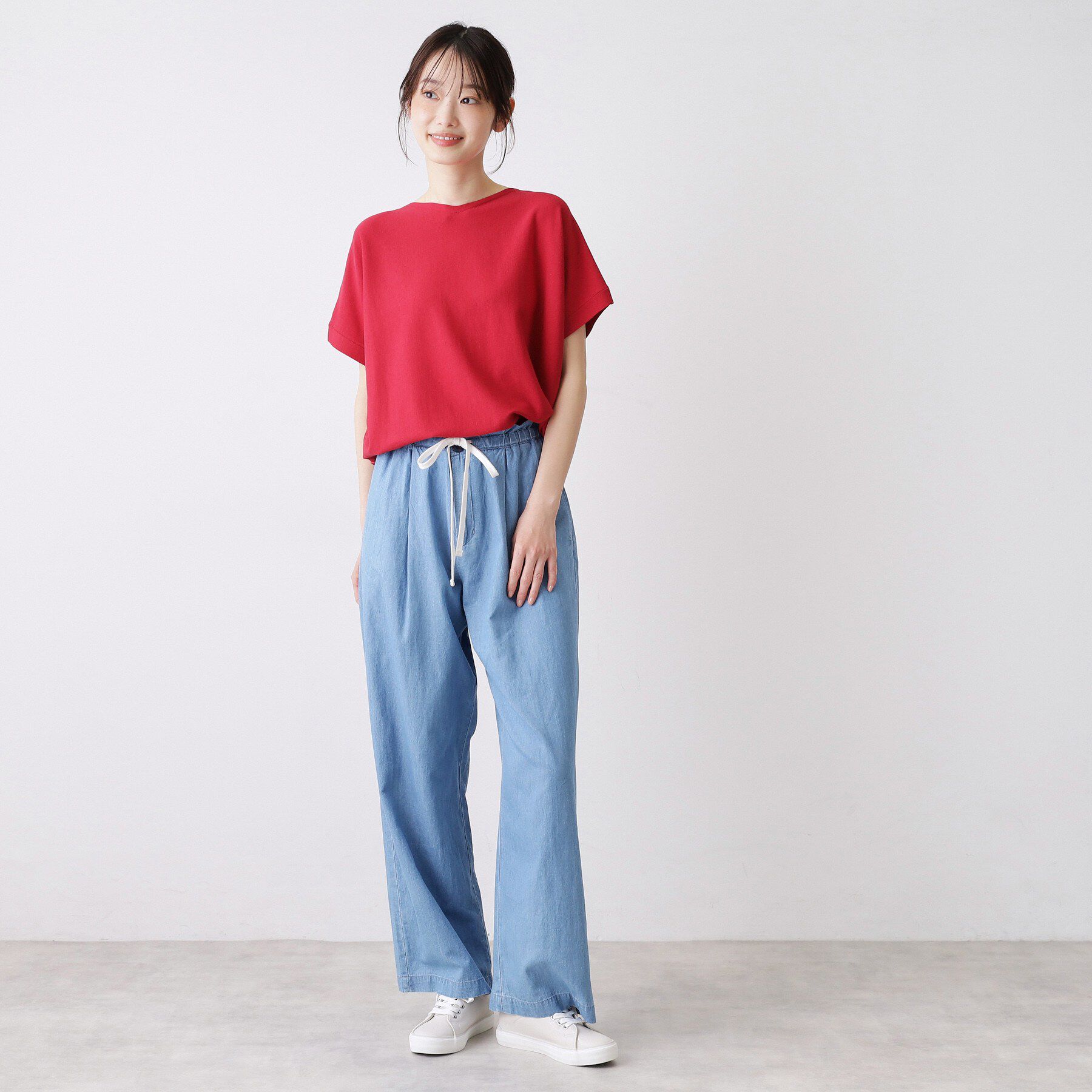 Dessin「【洗える】後ろボタンフレンチスリーブニット」|ニット・セーター|