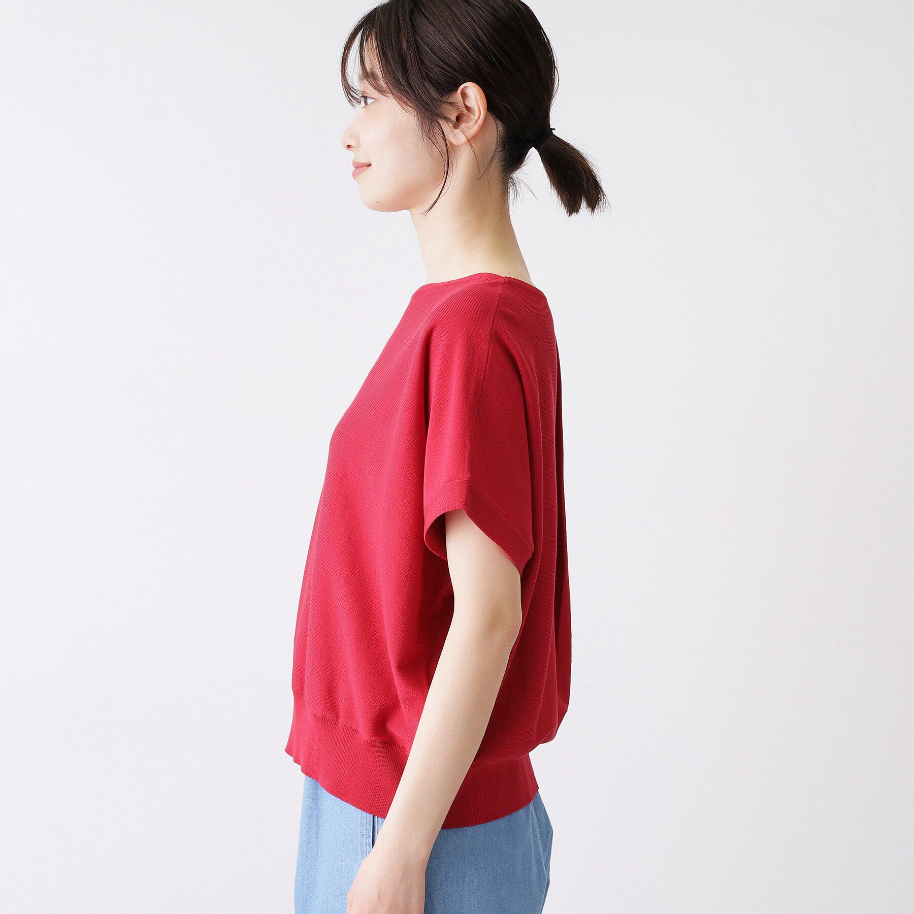 Dessin「【洗える】後ろボタンフレンチスリーブニット」|ニット・セーター|