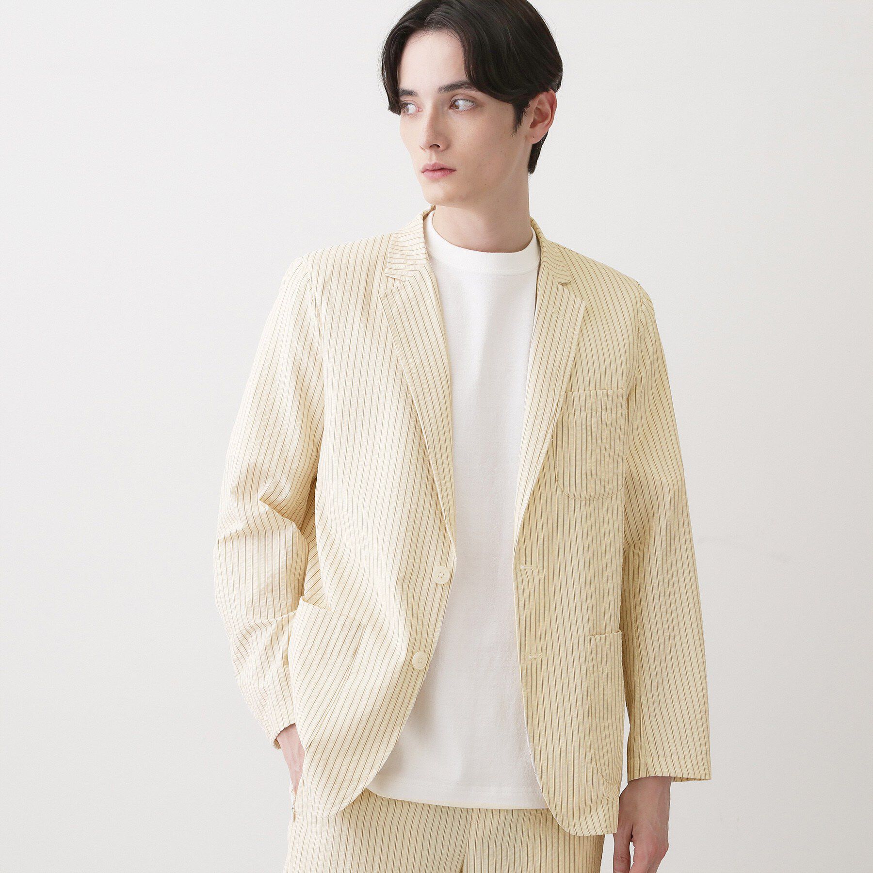 Dessin「サッカー素材 ジャケット」|テーラードジャケット|キャメルブラウン(3