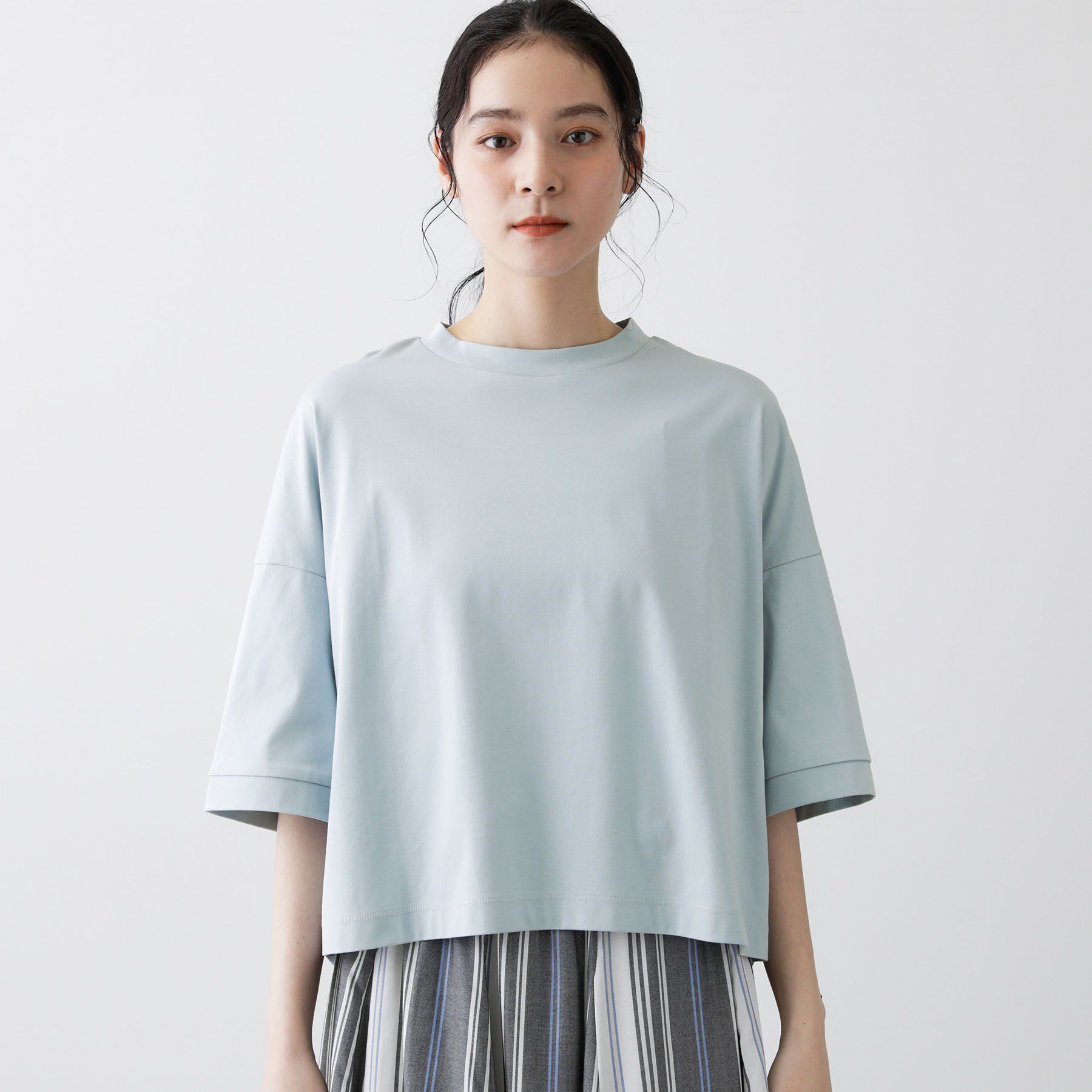 Dessin「【体型カバー/五分袖】美光沢カットソーボクシーシルエット」|Tシャツ・カットソー|