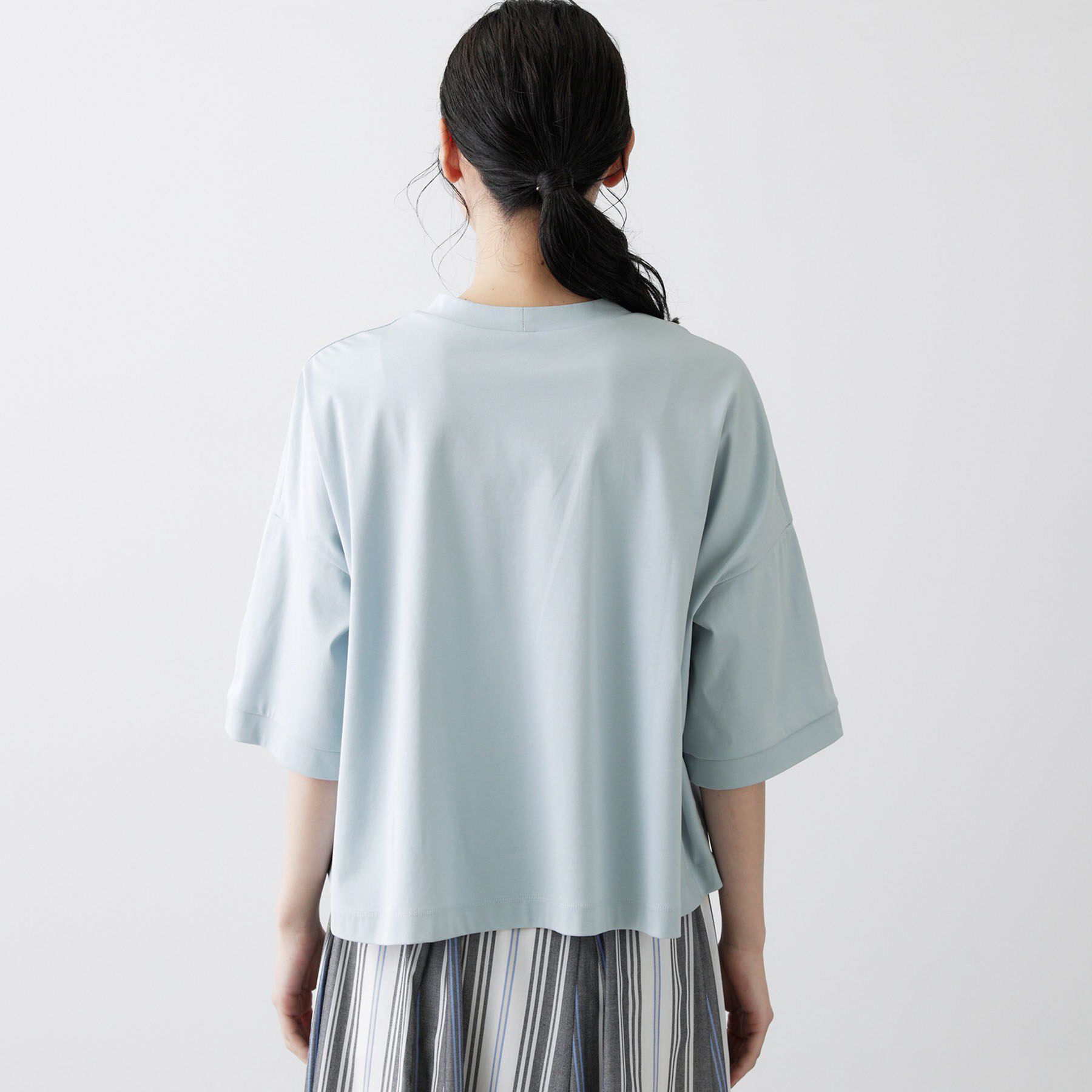 Dessin「【体型カバー/五分袖】美光沢カットソーボクシーシルエット」|Tシャツ・カットソー|