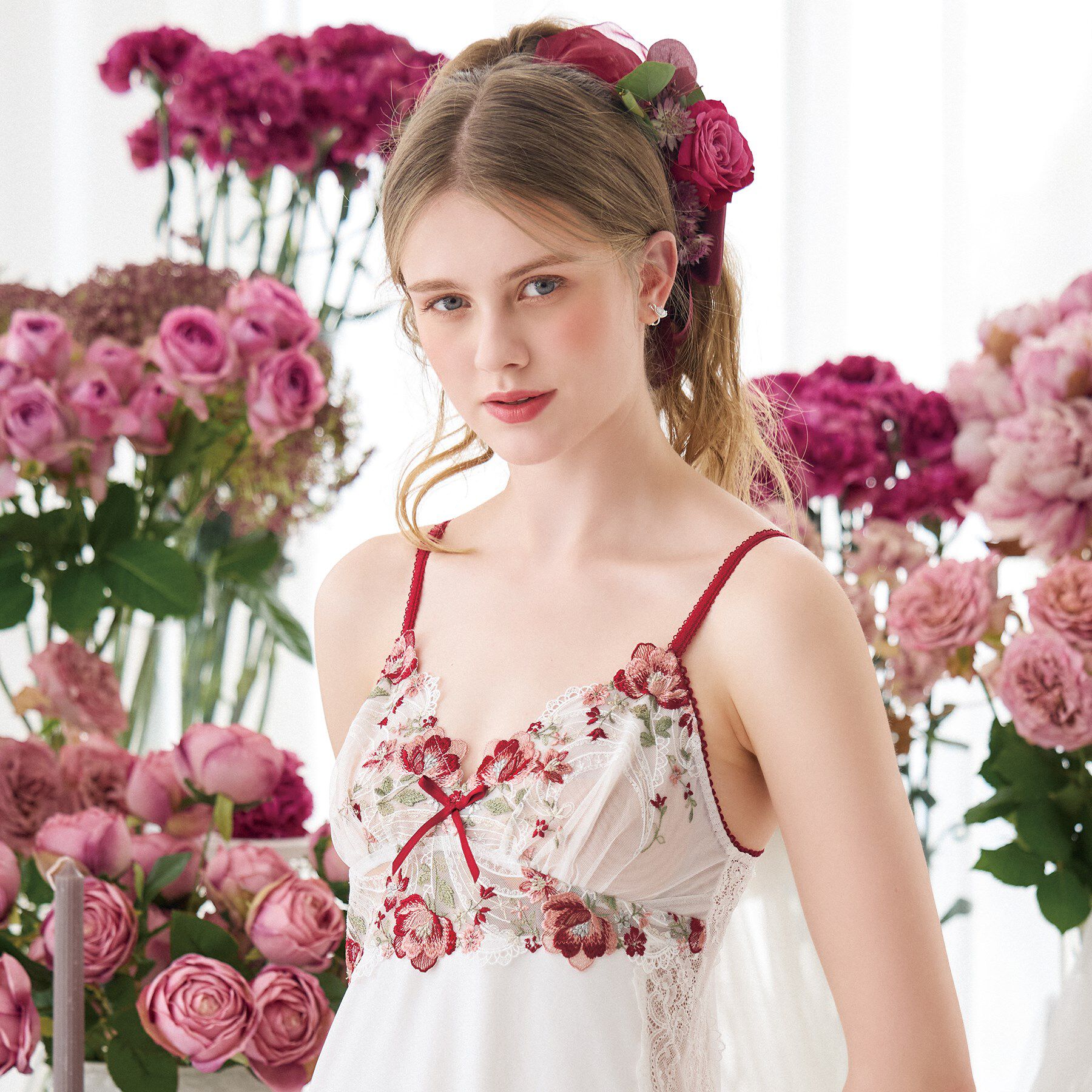 Risa Magli「サリー スリップ」|キャミソール|レッド(061)