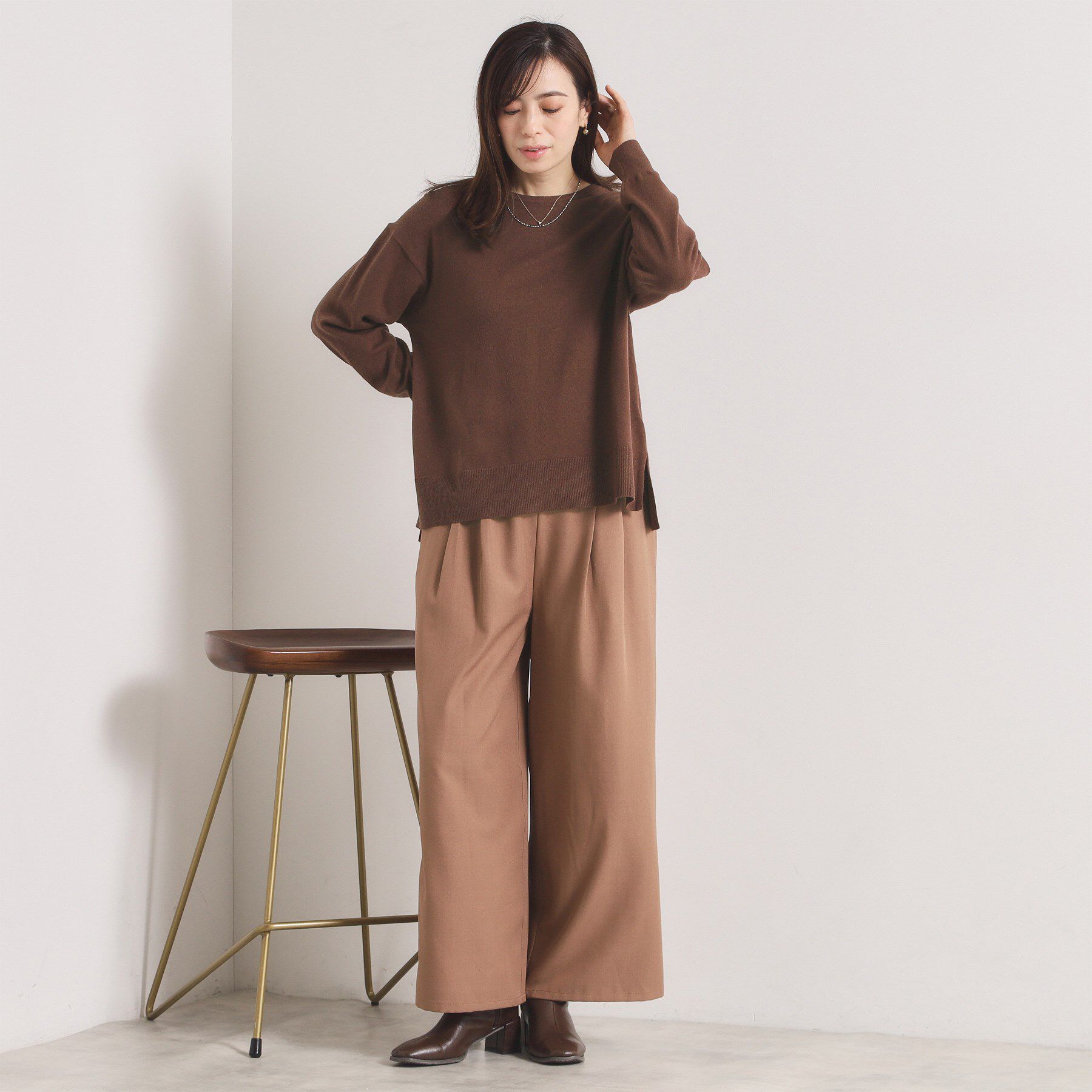 ITS&rsquo;DEMO「【静電気防止／手洗い可】クリーミータッチクルーネックニット」|ニット・セーター|