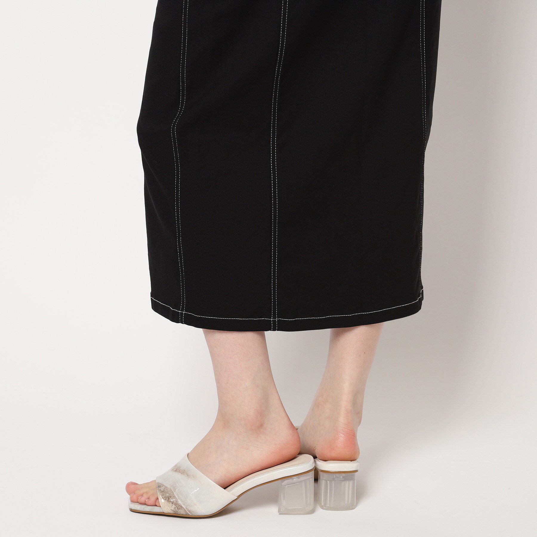 ESPERANZA「スクエアトゥクリアヒールミュール」|サンダル|