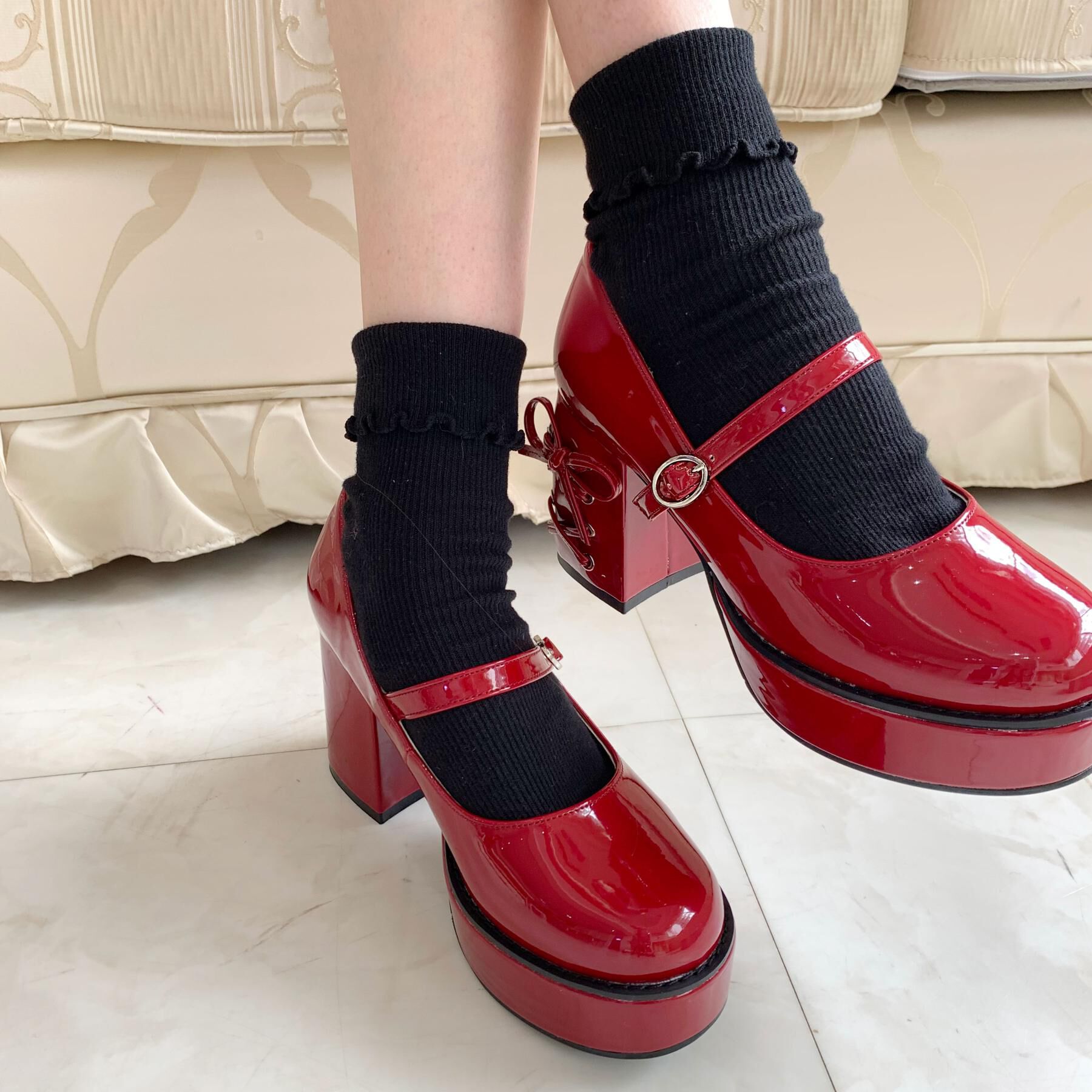 csT&P「厚底ヒールレースアップパンプス」|パンプス|