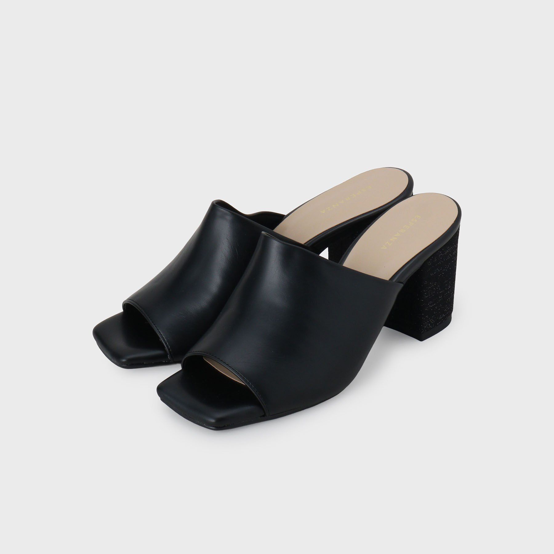 ESPERANZA「スクエアブロックヒールミュール」|サンダル|