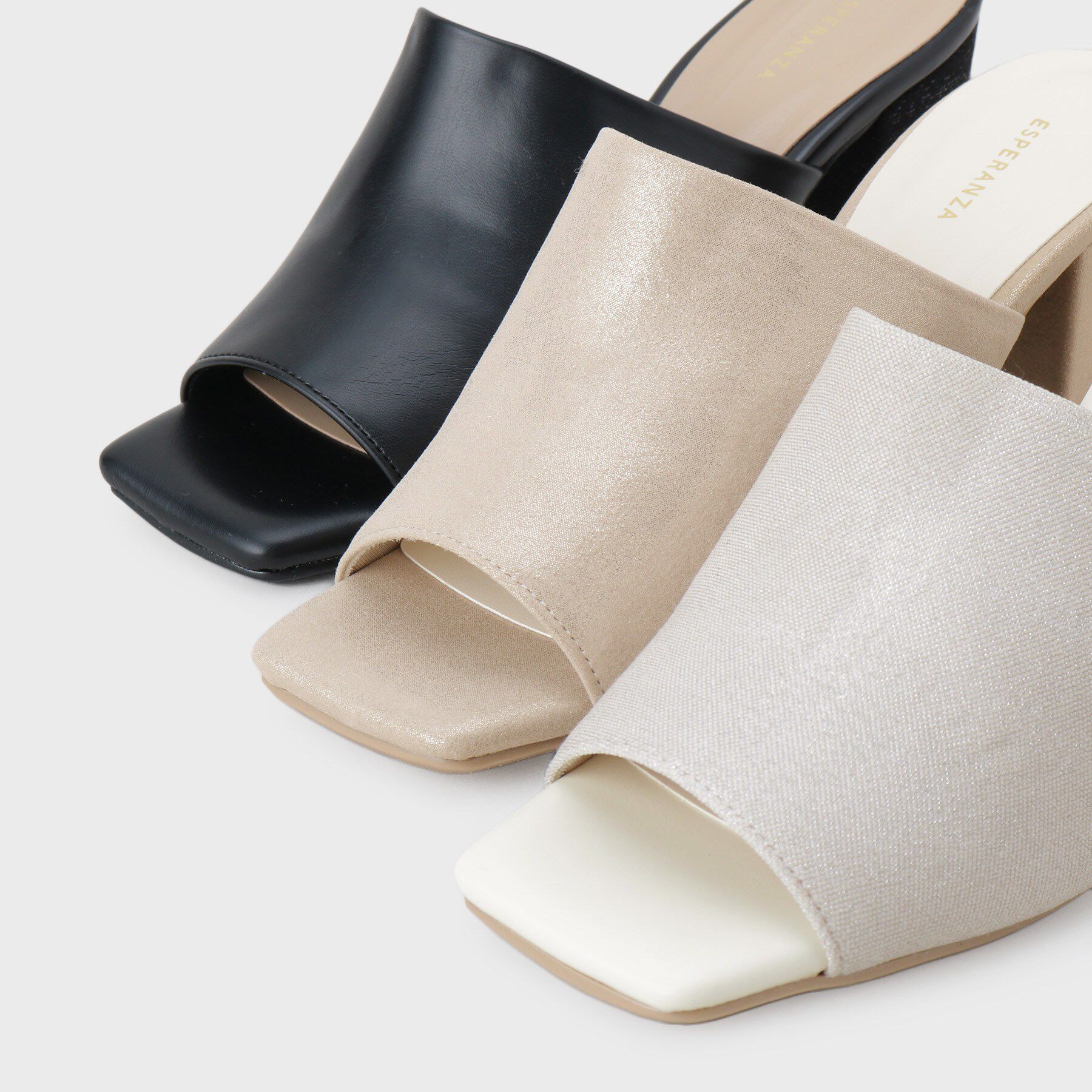 ESPERANZA「スクエアブロックヒールミュール」|サンダル|