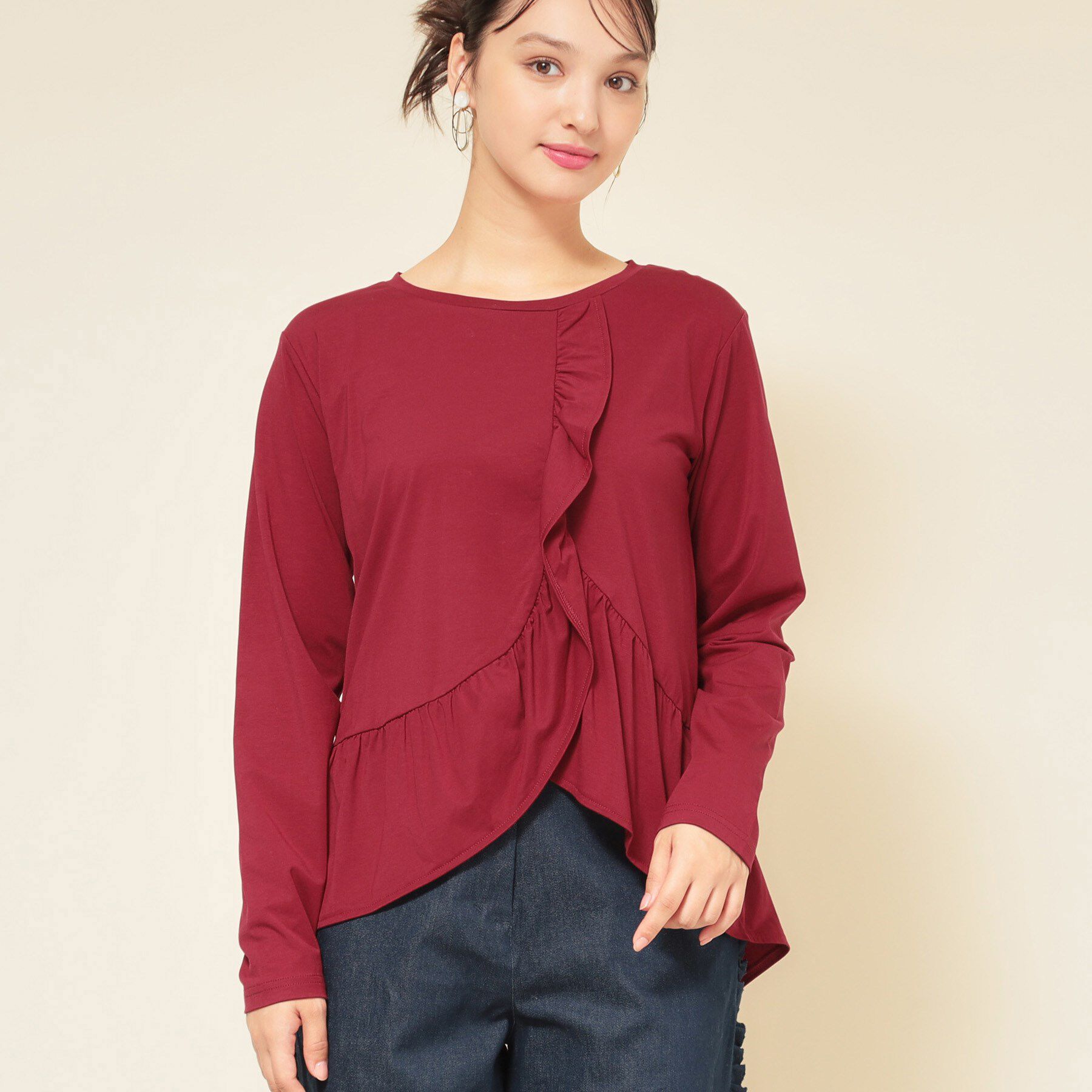 SunaUna「【フリルペプラム】チュニックカットソー」|Tシャツ・カットソー|