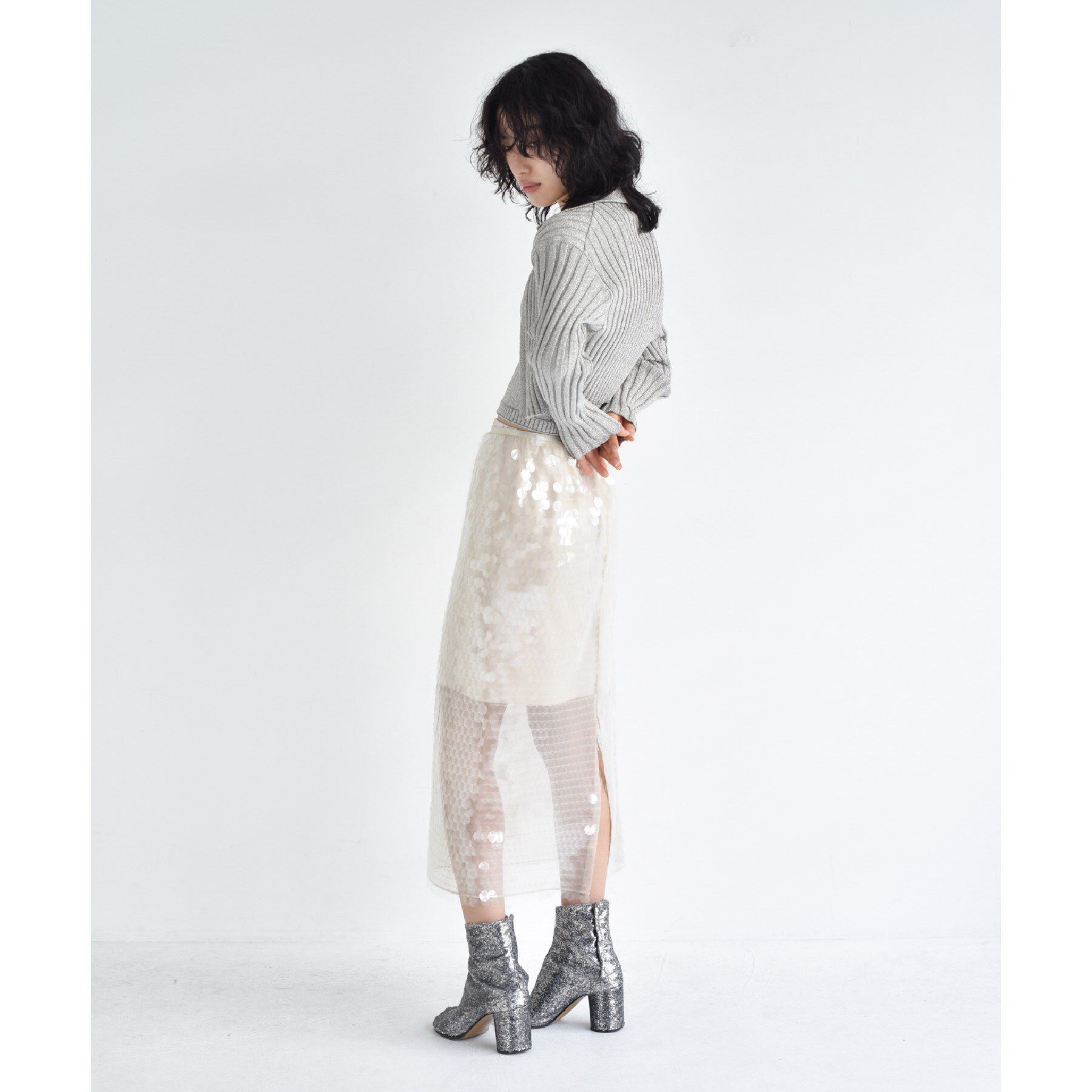 CODE A「lame knit cardigan」|カーディガン|