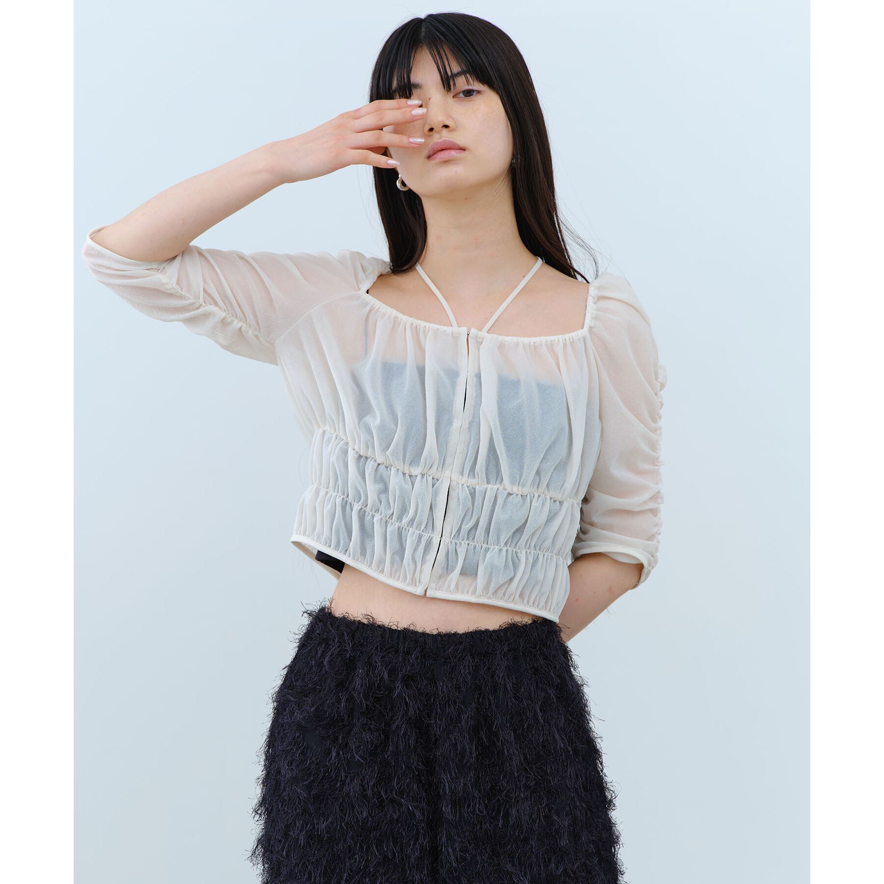 CODE A「sheer gather blouse」|シャツ・ブラウス|