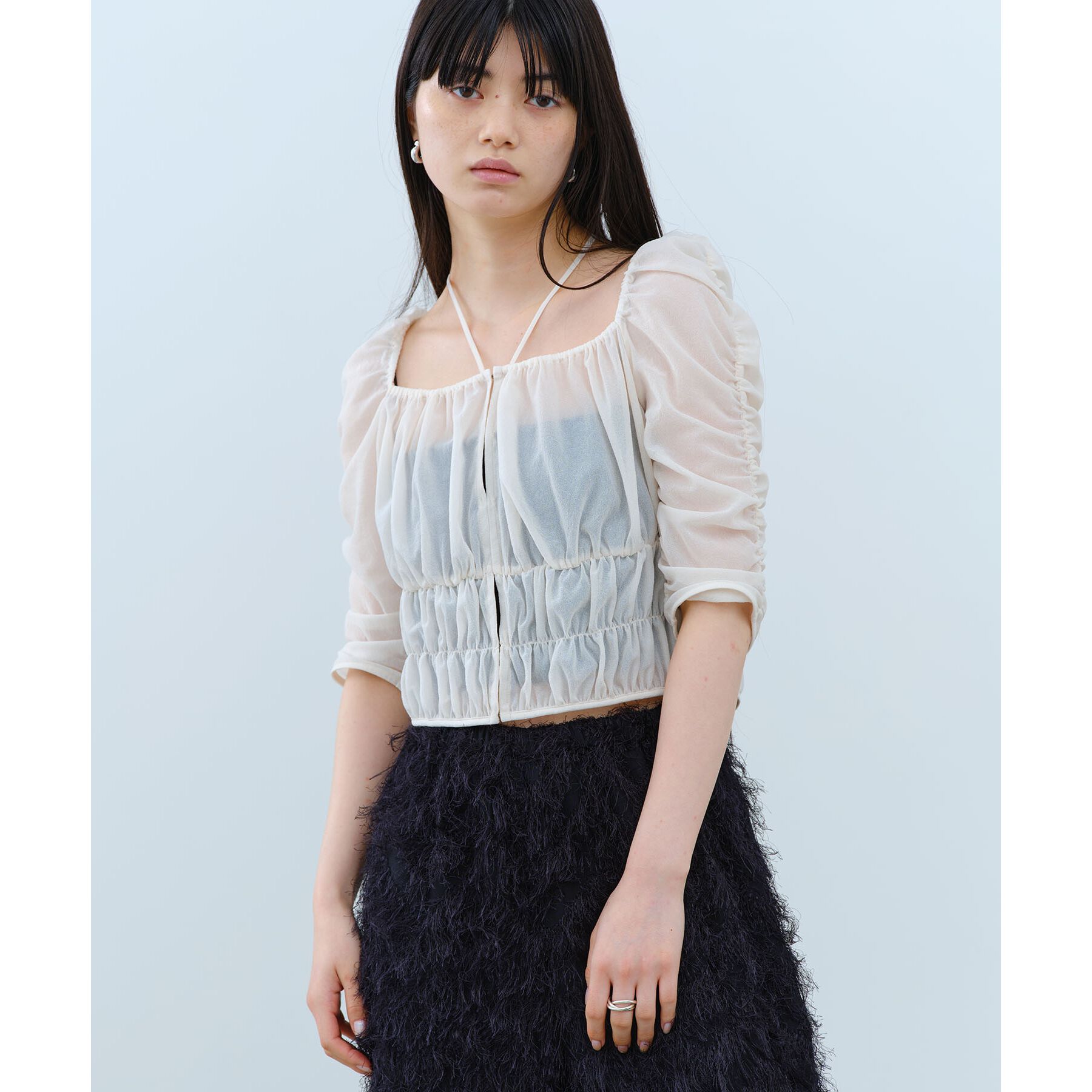 CODE A「sheer gather blouse」|シャツ・ブラウス|