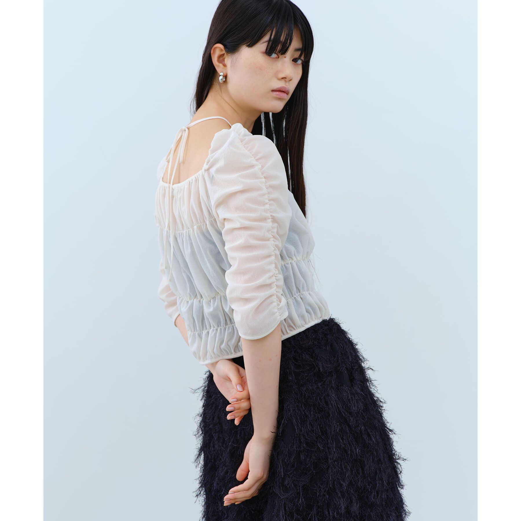 CODE A「sheer gather blouse」|シャツ・ブラウス|