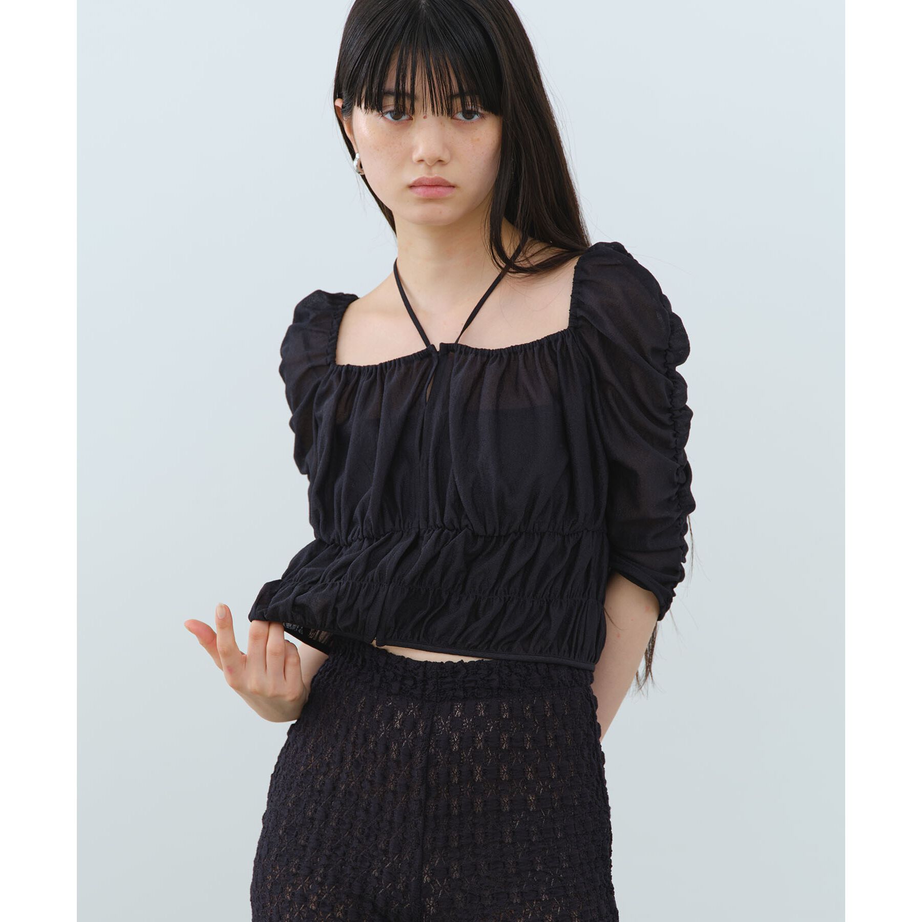 CODE A「sheer gather blouse」|シャツ・ブラウス|