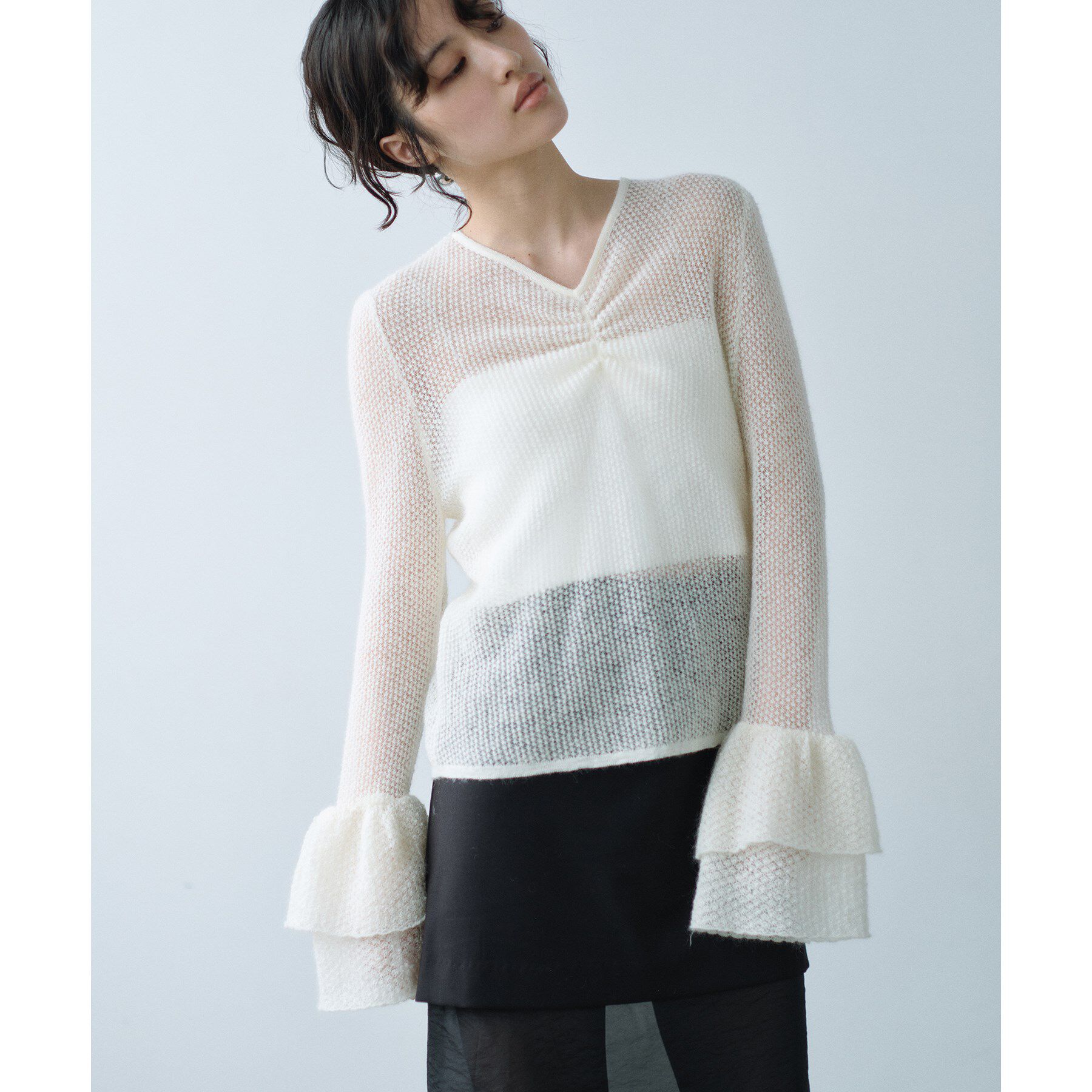 CODE A「bell sleeve mohair pullover」|ニット・セーター|オフホワイト(003