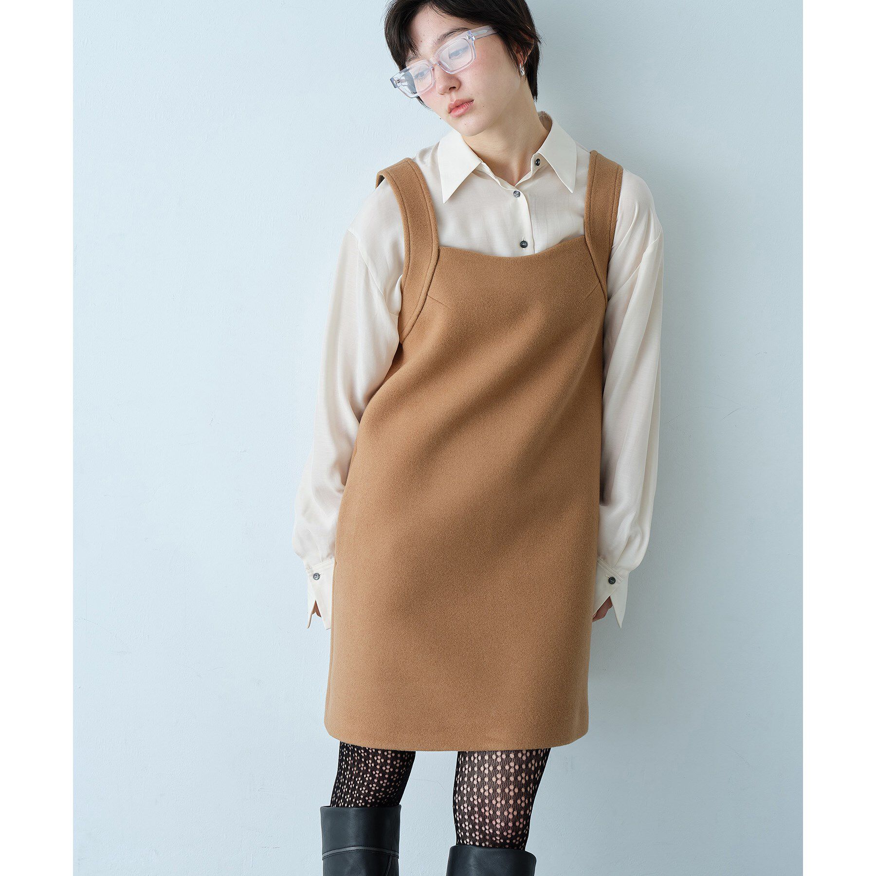 CODE A「wool mini dress」|ワンピース|キャメルブラウン(0