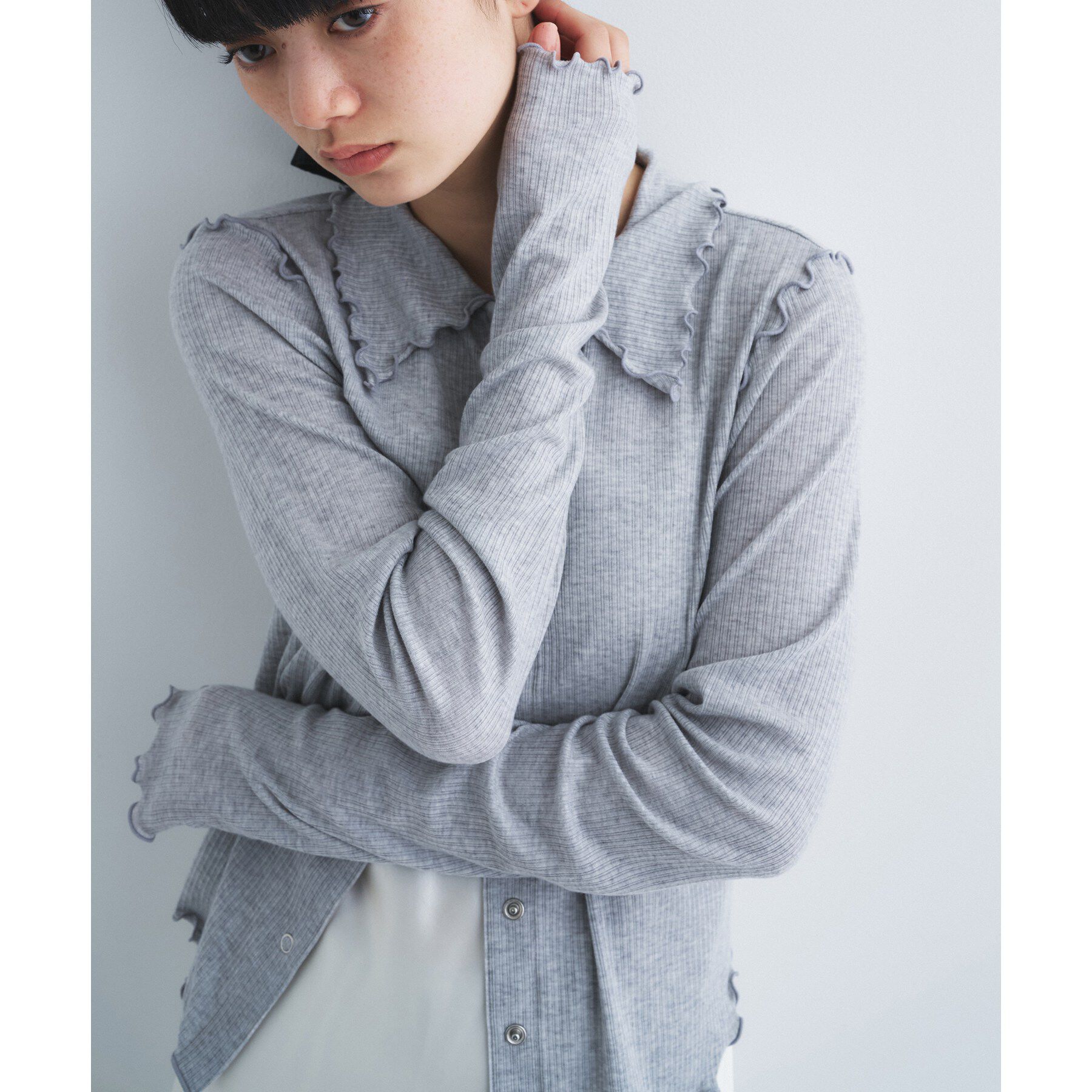 CODE A「edge－fit ribbed cardigan」|カーディガン|