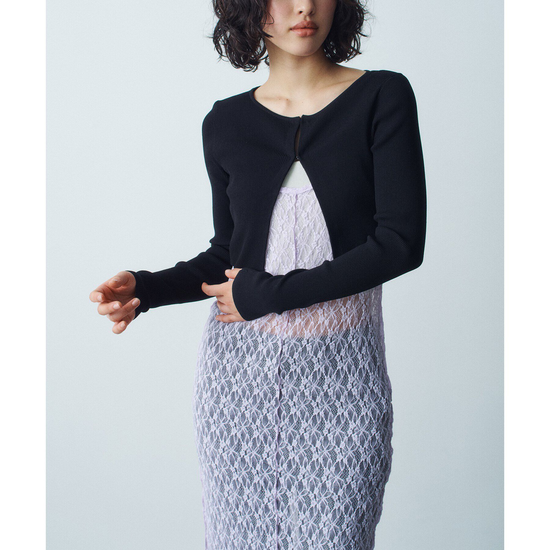 CODE A「【Re】stretch hook cardigan」|カーディガン|ブラック(019)