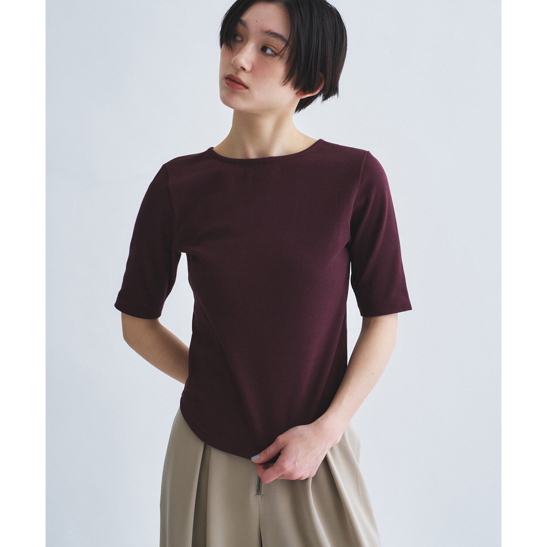 CODE A「rib jersey point neck tee」|Tシャツ・カットソー|