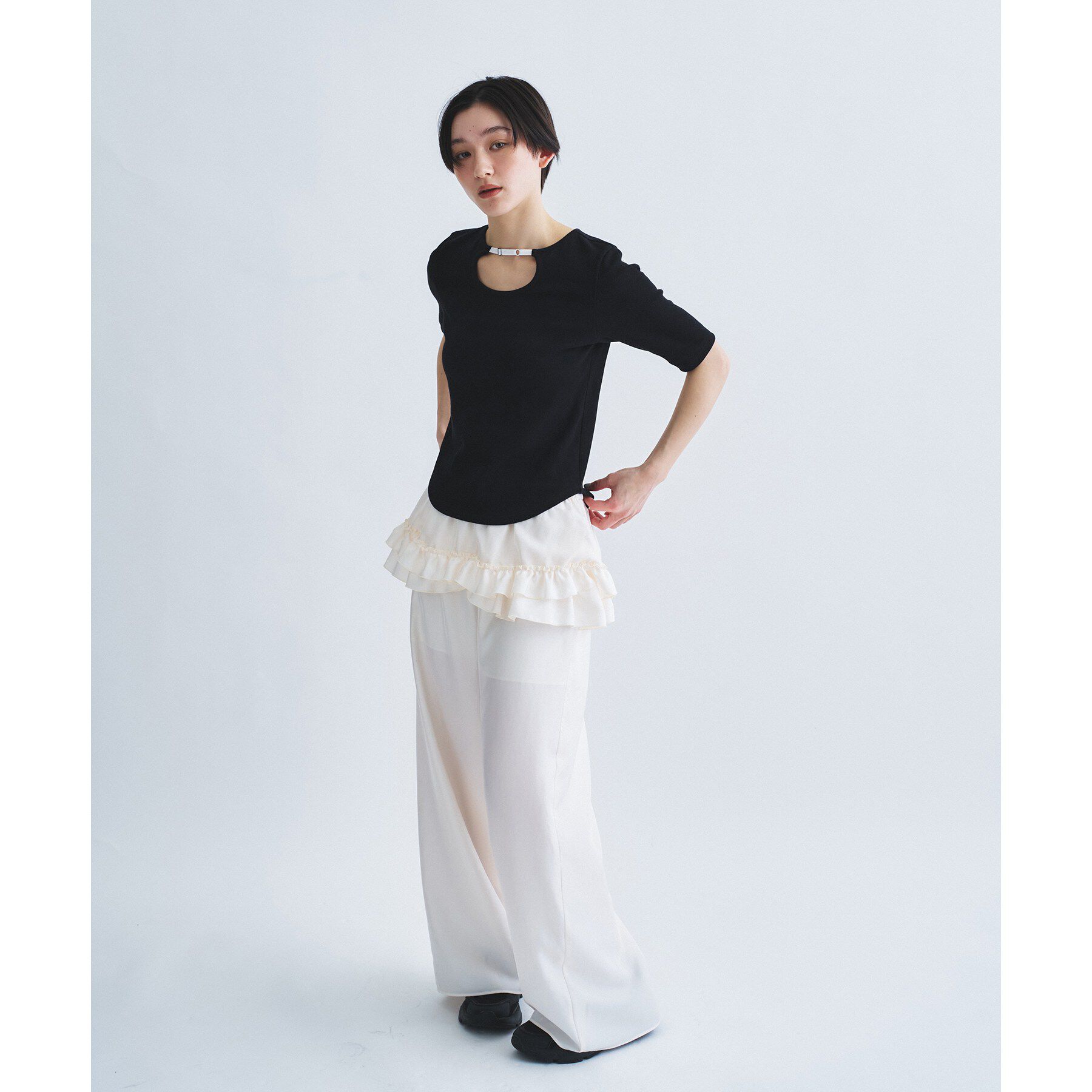 CODE A「rib jersey point neck tee」|Tシャツ・カットソー|