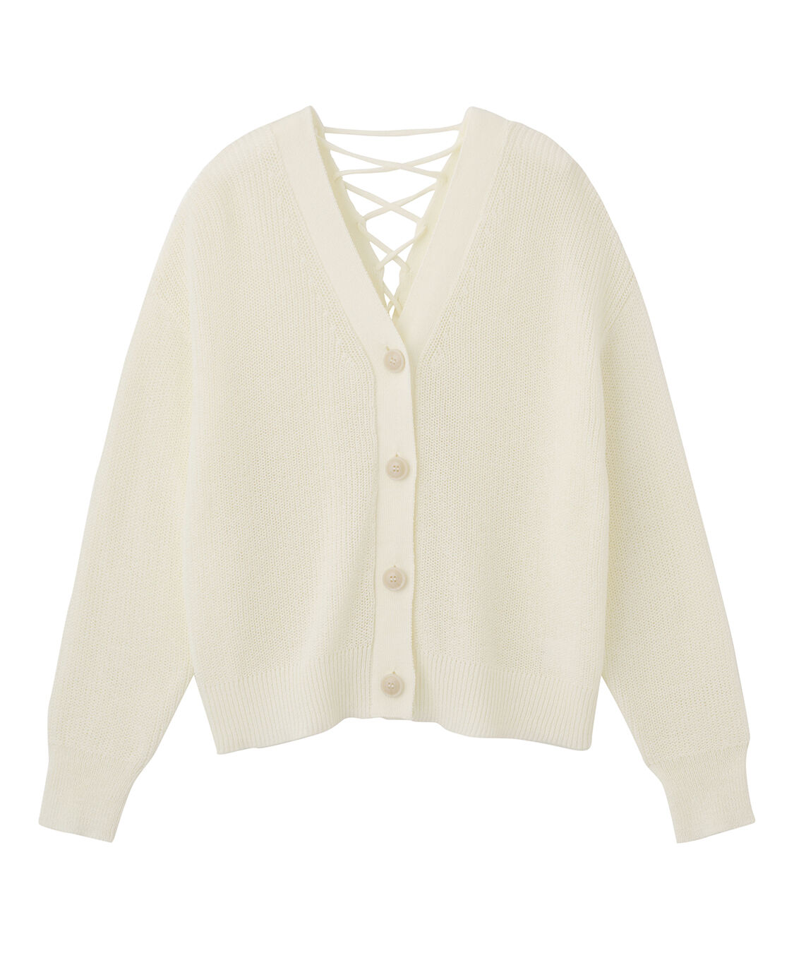 COCO DEAL「レースアップVネックニットカーディガン」|ニット・セーター|