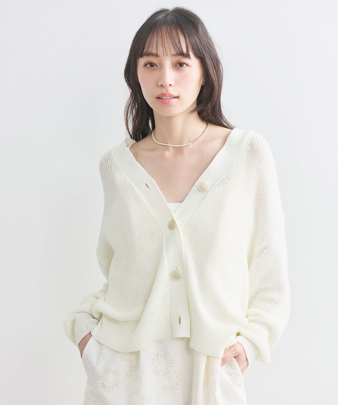 COCO DEAL「レースアップVネックニットカーディガン」|ニット・セーター|