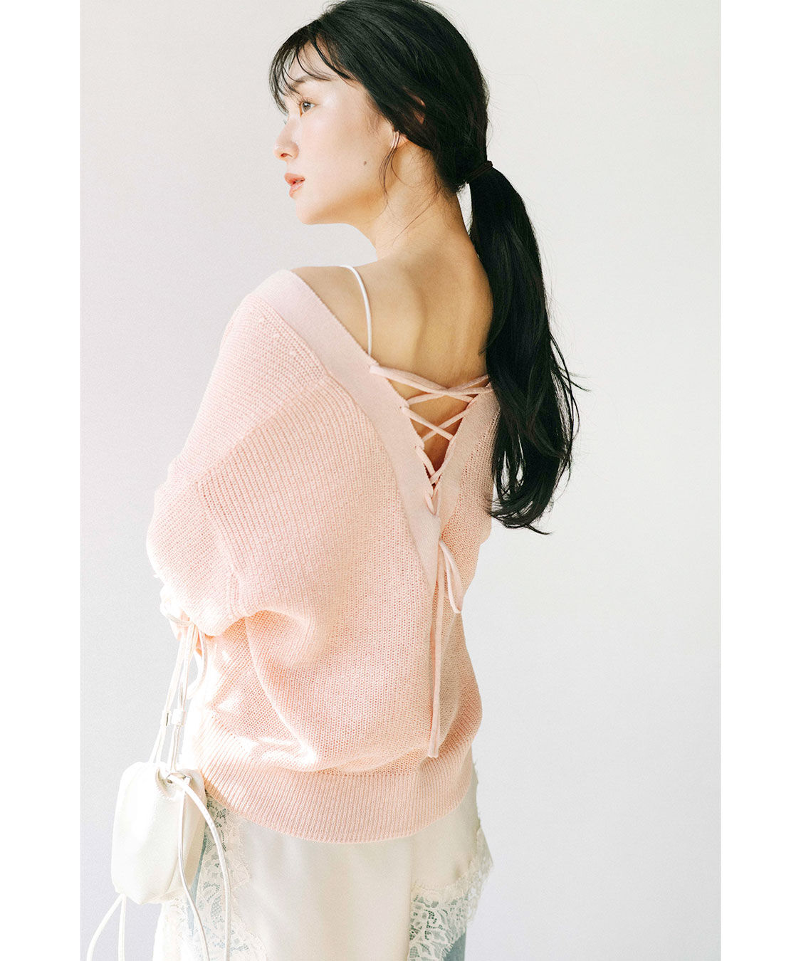 COCO DEAL「レースアップVネックニットカーディガン」|ニット・セーター|