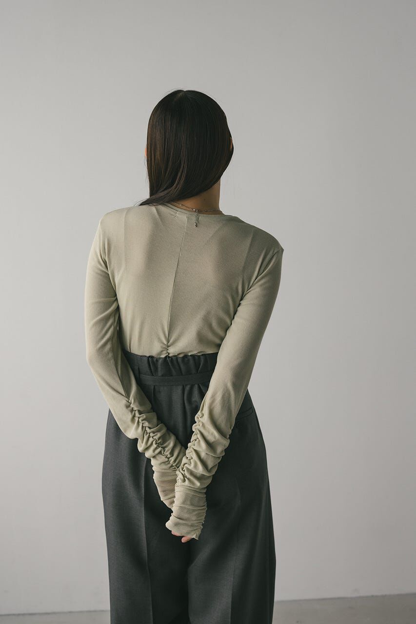 STYLEMIXER「ギャザーソフトリブカットトップ」|Tシャツ・カットソー|