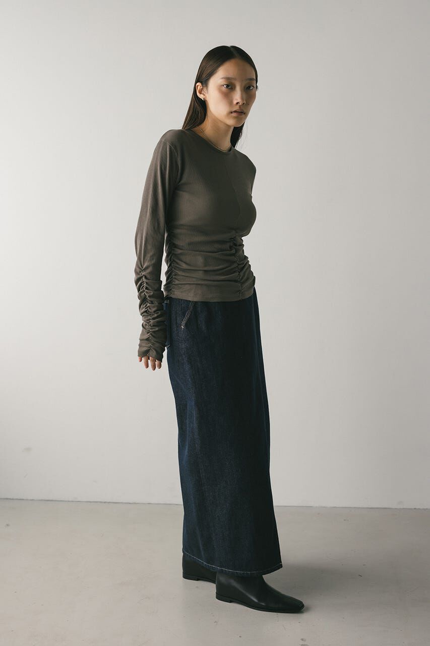 STYLEMIXER「ギャザーソフトリブカットトップ」|Tシャツ・カットソー|