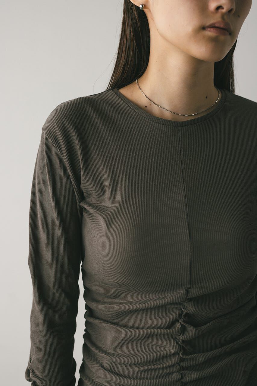 STYLEMIXER「ギャザーソフトリブカットトップ」|Tシャツ・カットソー|