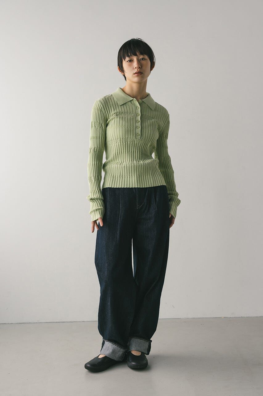 STYLEMIXER「アイレットリブニットポロ」|ニット・セーター|