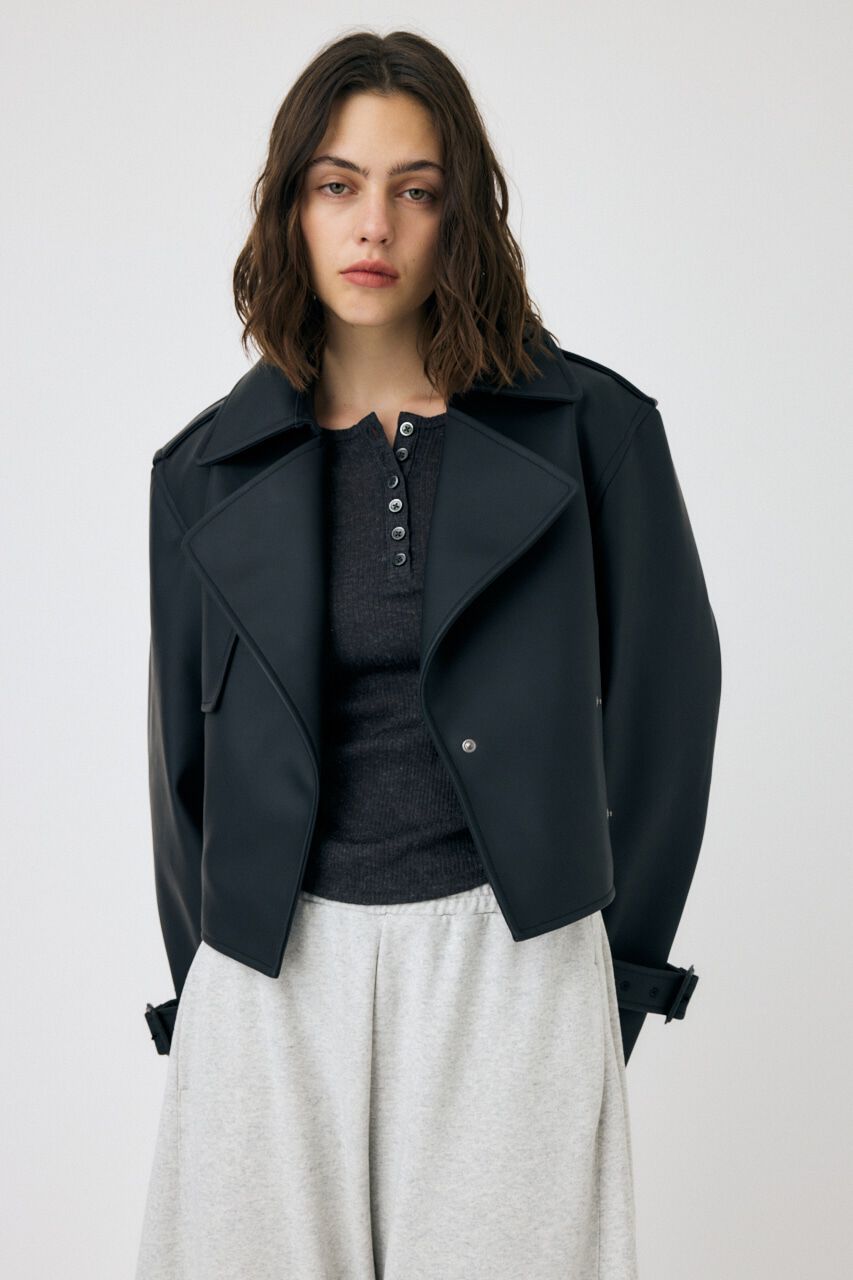MOUSSY「F/LEATHER SHORT トレンチジャケット」|その他|BLK