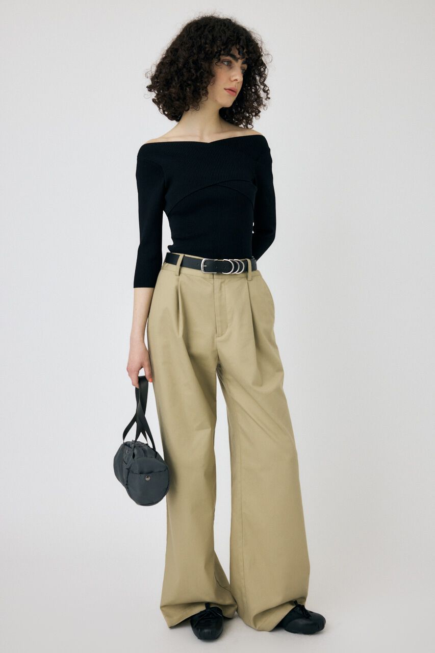 MOUSSY「CROSS OFF SHOULDER ニットトップス」|ニット・セーター|