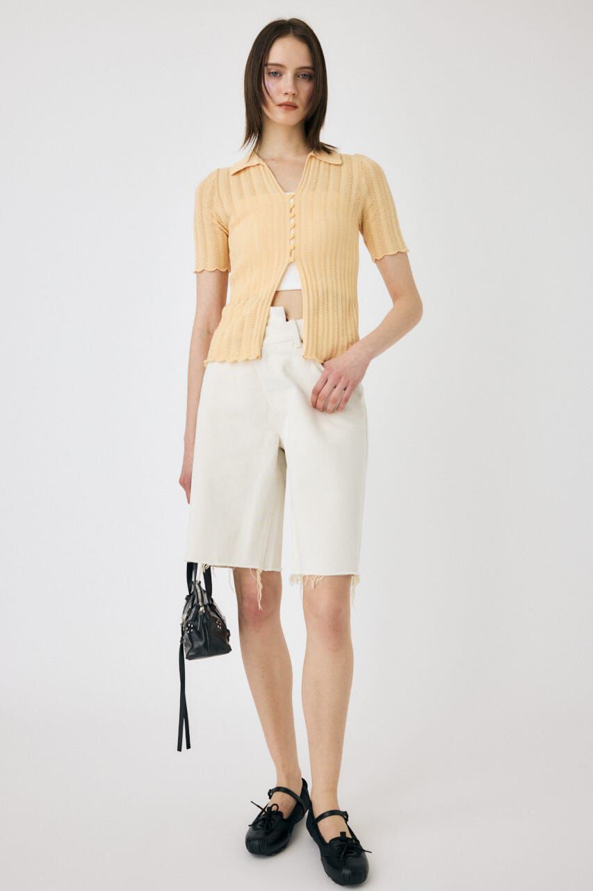 MOUSSY「CROSS WAIST ハーフパンツ」|デニム|