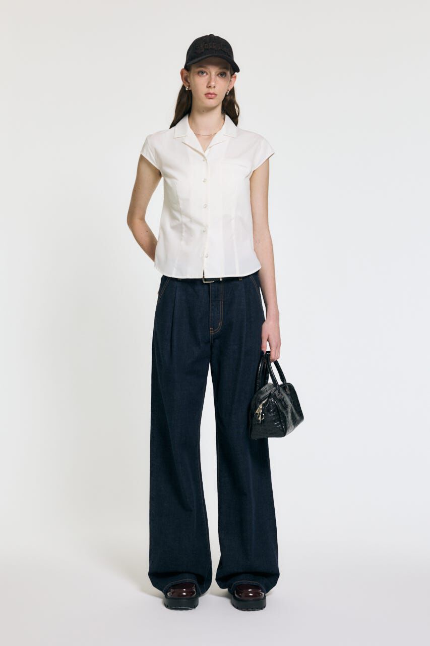 MOUSSY「TUCK WIDE ストレートデニム」|デニム|