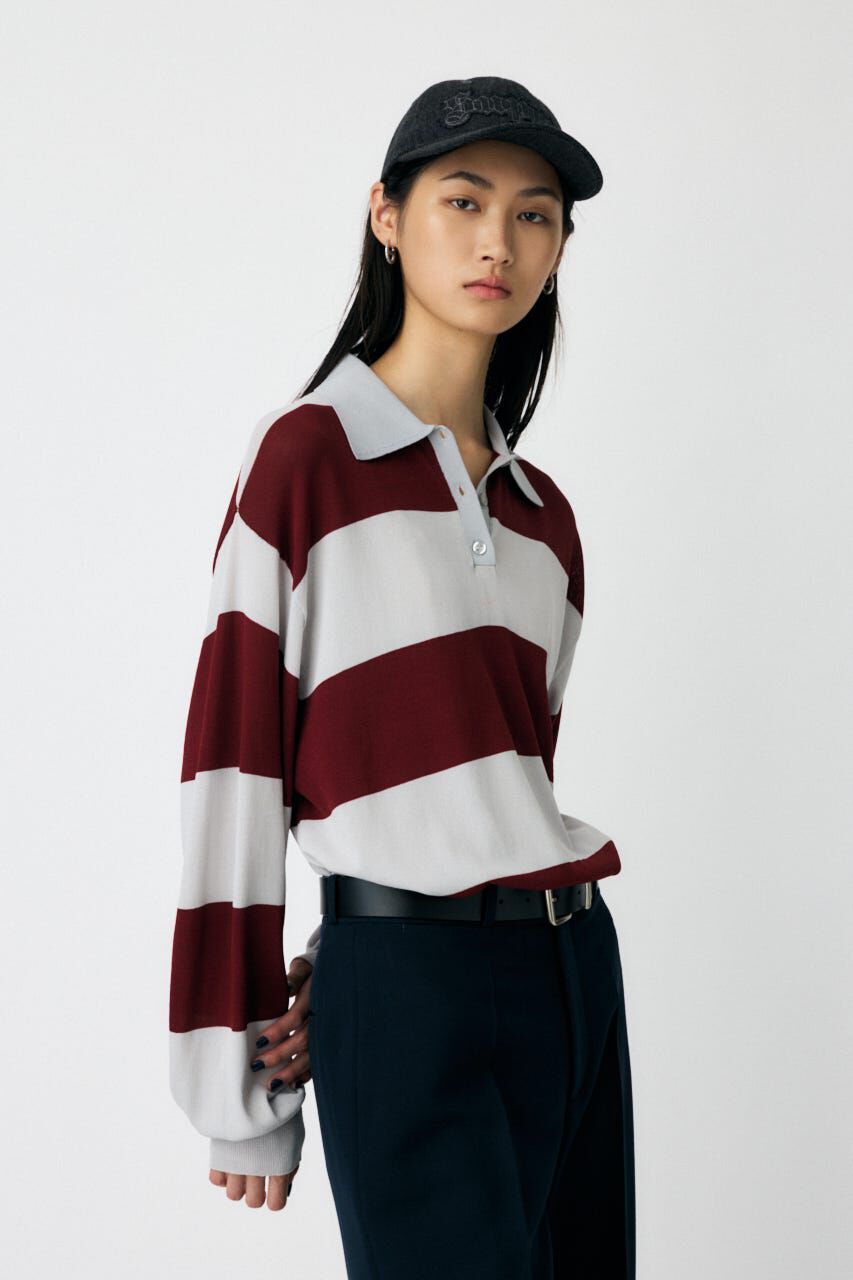 MOUSSY「BORDER KNIT ポロ」|ニット・セーター|